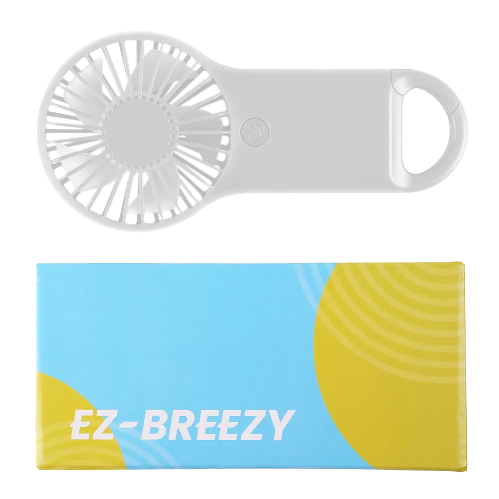 Mini Travel Fan Handheld with Carabiner - 3 x 6 in - blank view 10