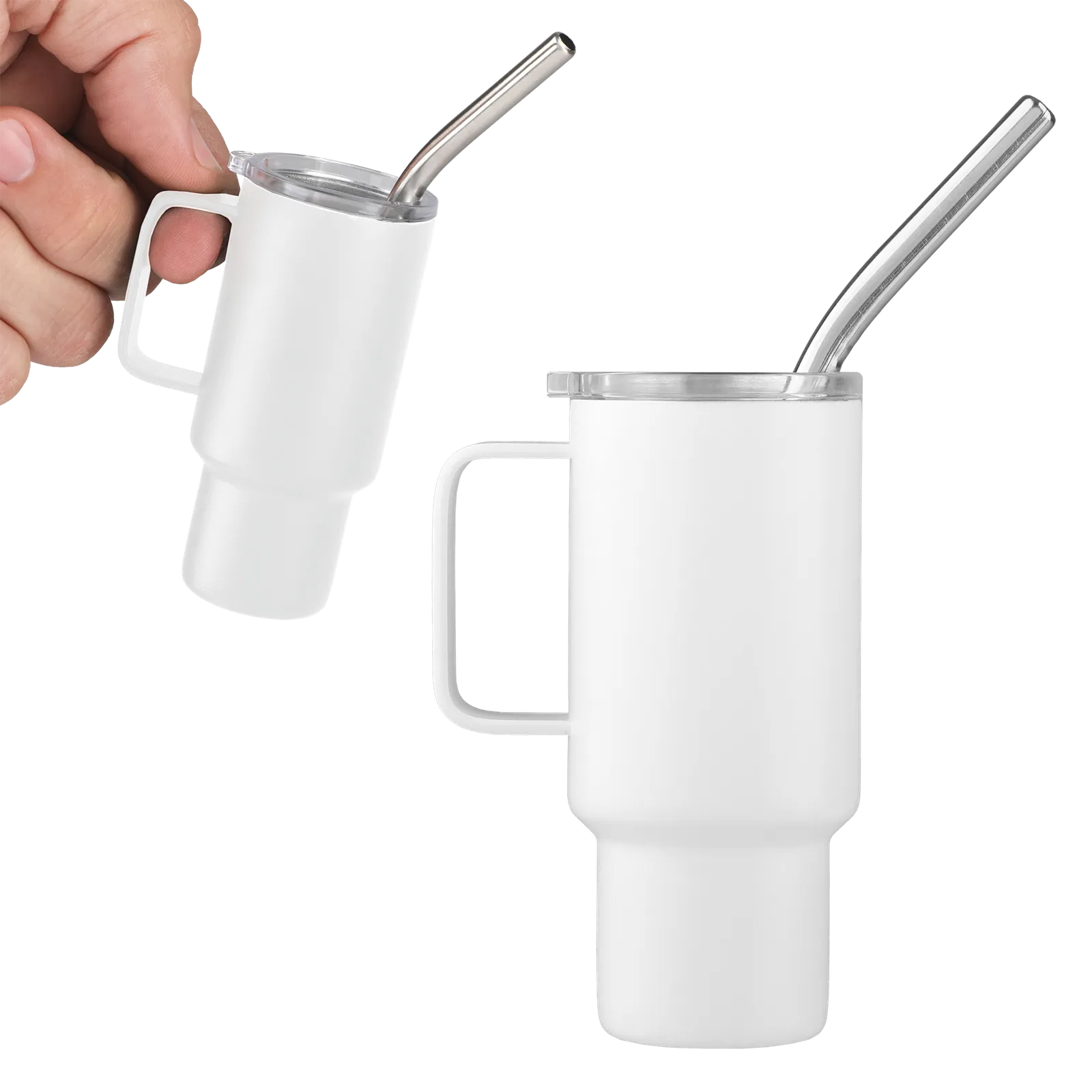 Mini Stainless Steel Tumbler with Straw - 2 oz - blank view 9