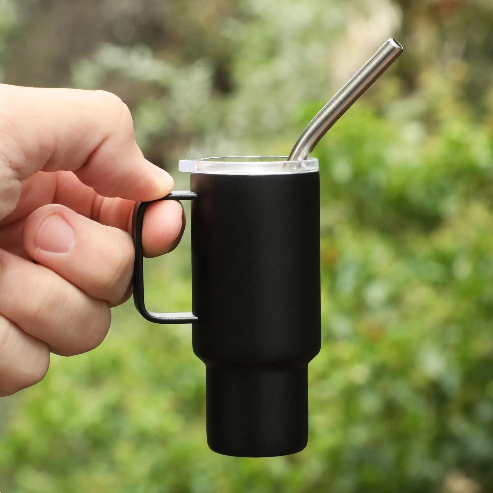 Mini Stainless Steel Tumbler with Straw - 2 oz - blank view 12