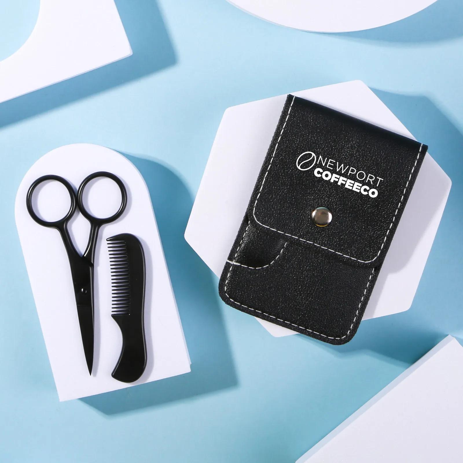 Beard Trimming Set Stainless Steel Shears Case - 2.75 x 4.13 in