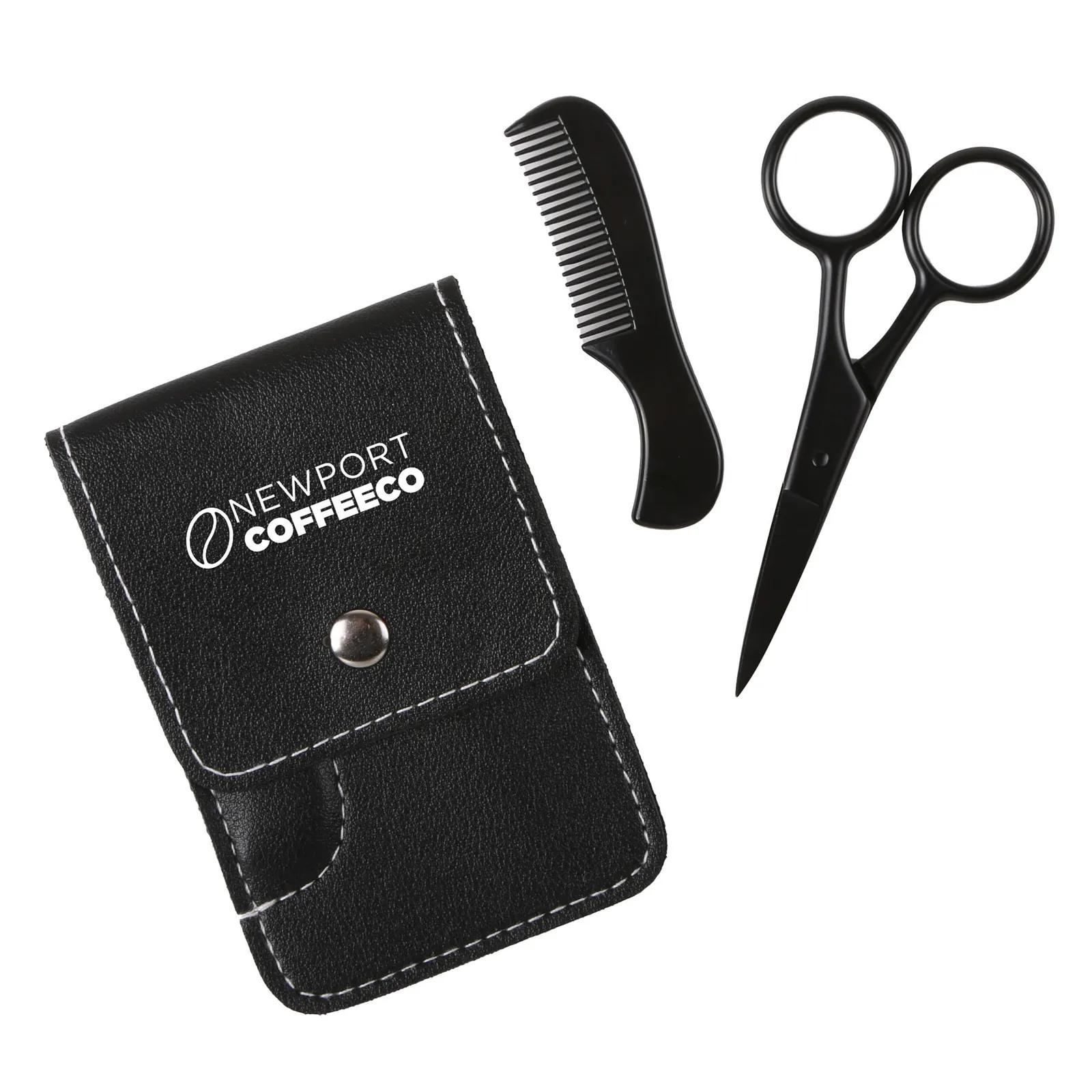 Beard Trimming Set Stainless Steel Shears Case - 2.75 x 4.13 in - product view 2