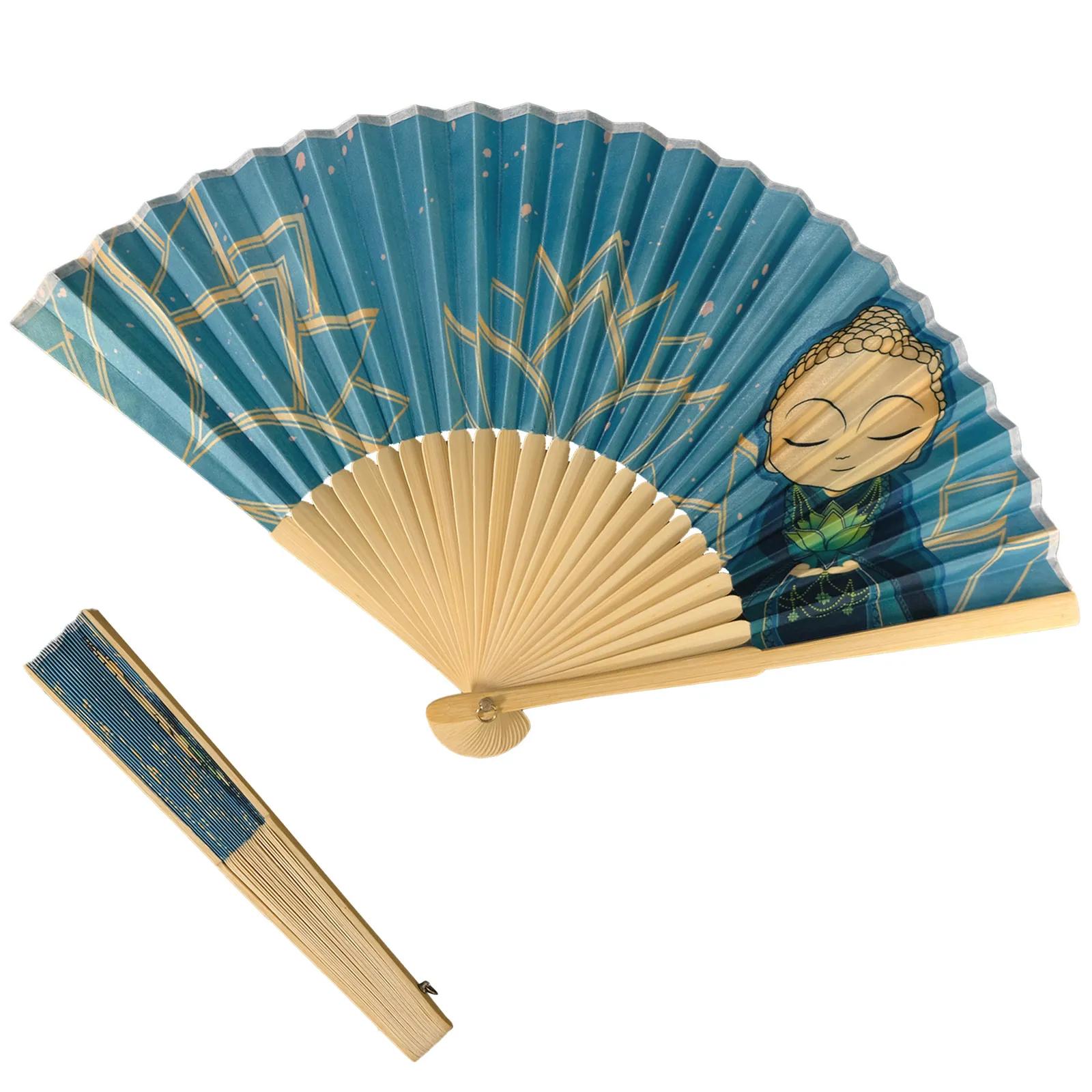 Hand Fan Printed Wood Frame Dye Sublimated - 14 x 8 in - product view 4