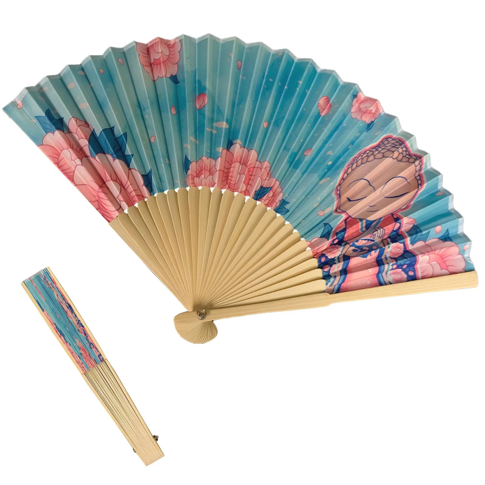 Hand Fan Printed Wood Frame Dye Sublimated - 14 x 8 in - product view 6