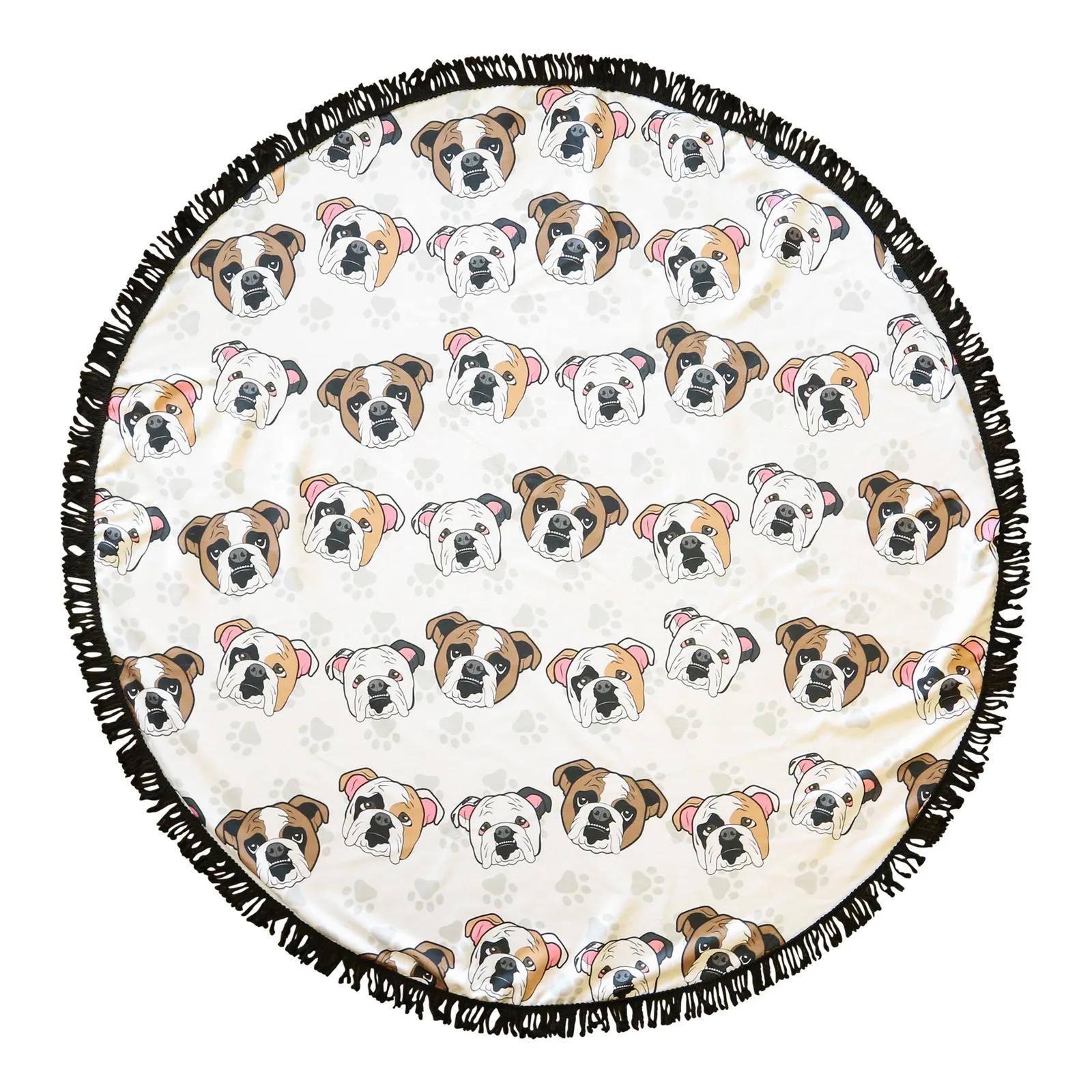 Beach Towel Round Microfiber with Fringe - 59 in DIA