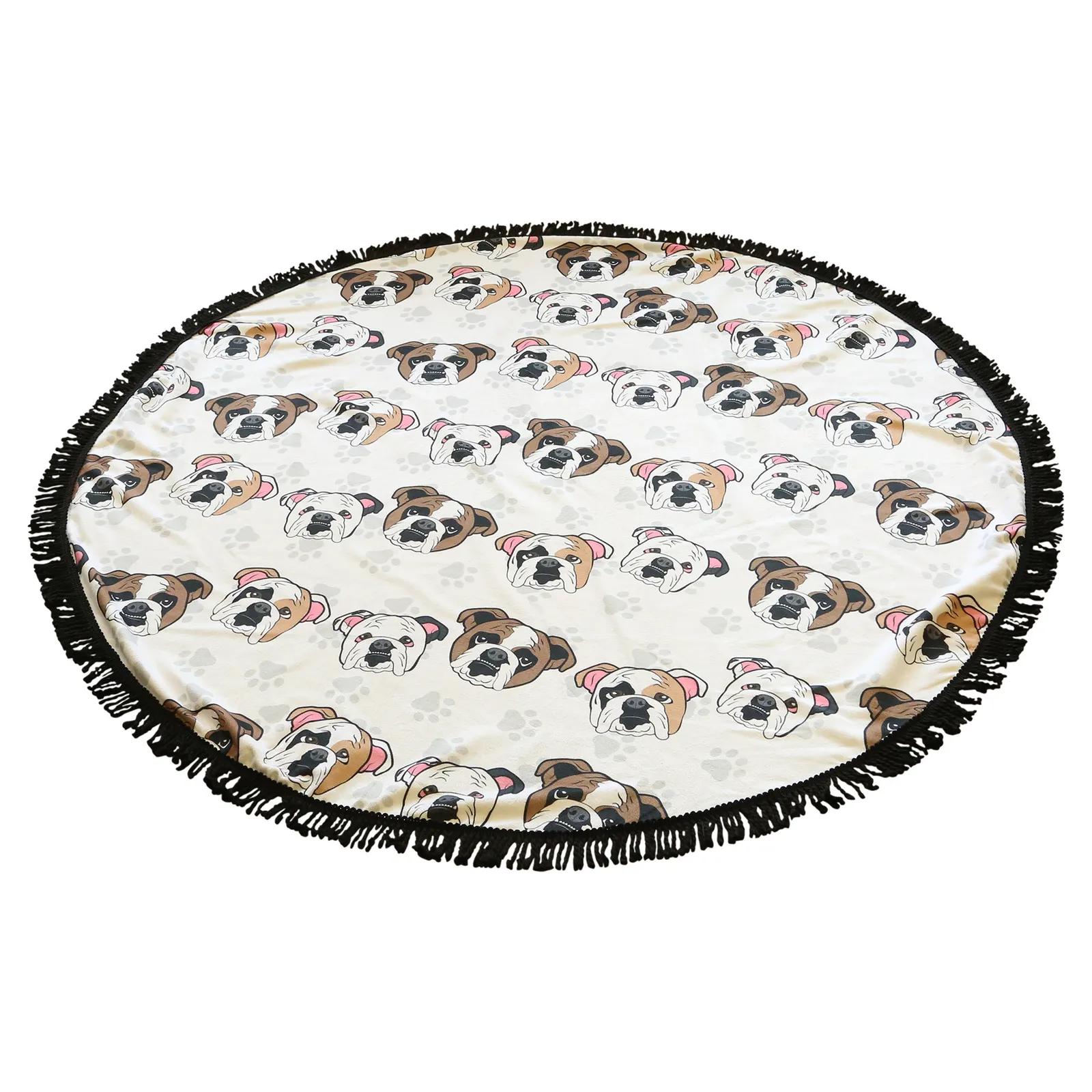 Beach Towel Round Microfiber with Fringe - 59 in DIA - product view 2