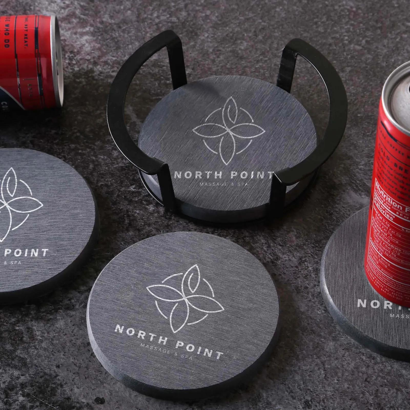 Coaster Set Relic Diatomite 4 Piece Metal Stand - 4 in