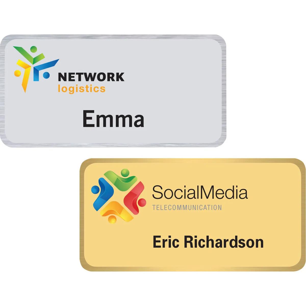 Seattle Metal Name Badge Frosted Aluminum - 1.5 x 3 in