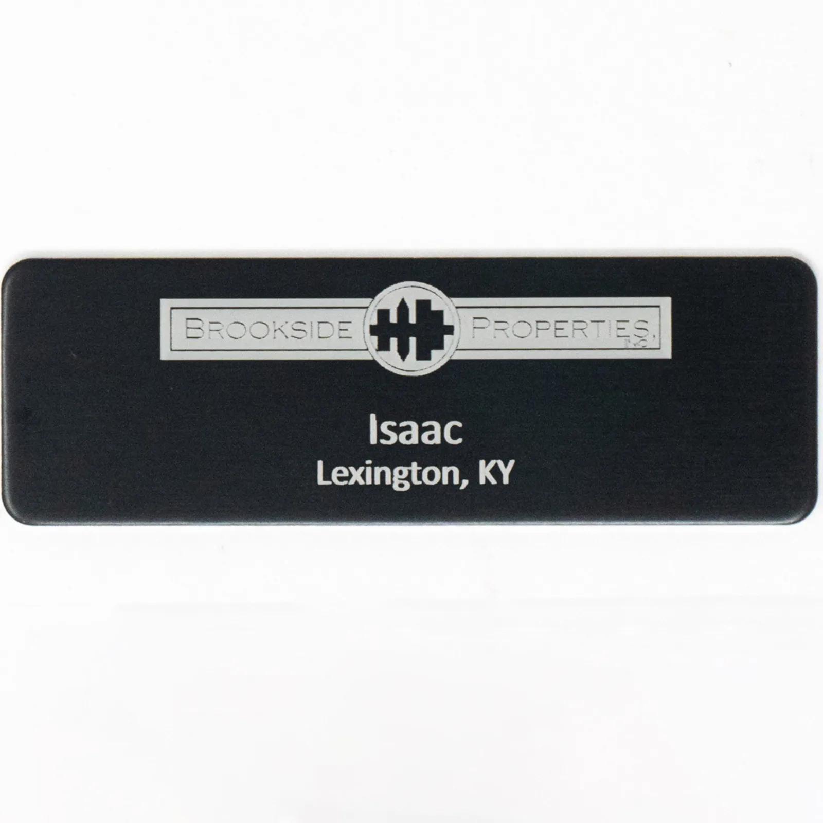 Silver City Metal Name Badge Laser Etched - 3 x 1 in