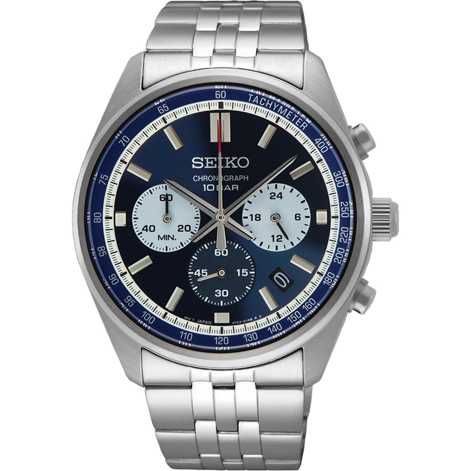 Seiko Essentials Chronograph Watch Blue Dial