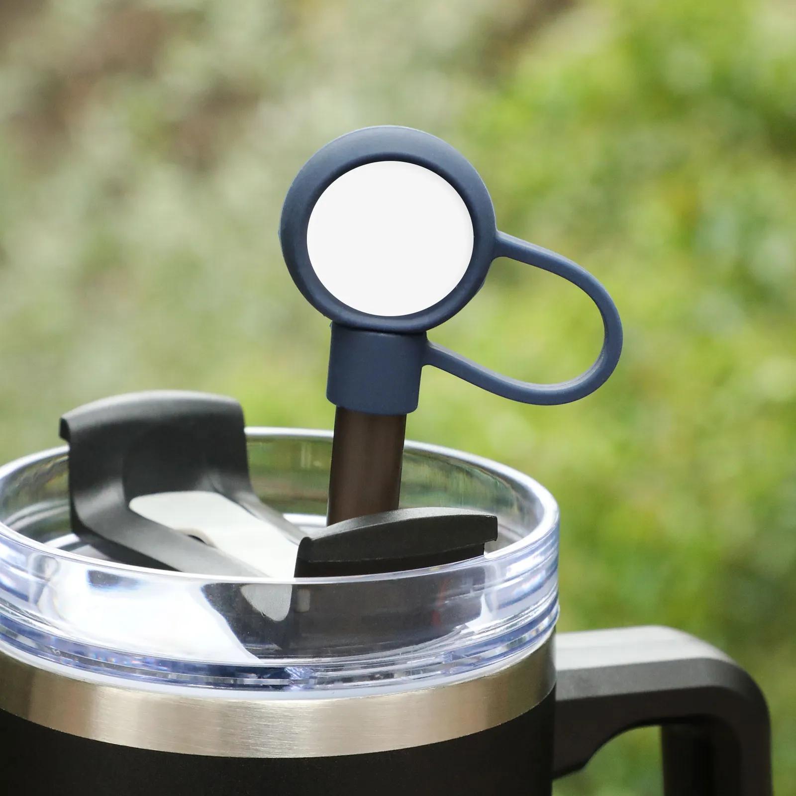 Straw Topper Circle Silicone Flexible Stretch Fit - blank view 15