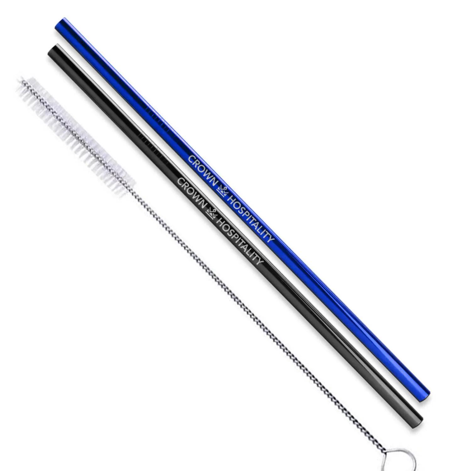 Straw Set Stainless Steel Straight Reusable - 8.5 in (2 Pack)