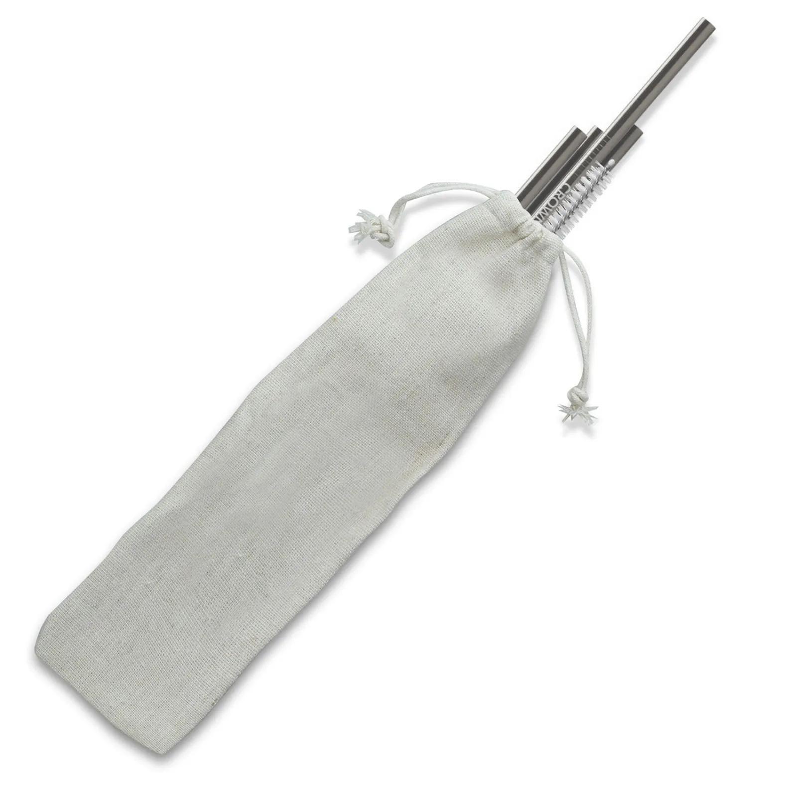 Straw Set Stainless Steel Straight Reusable - 8.5 in (2 Pack) - product view 2