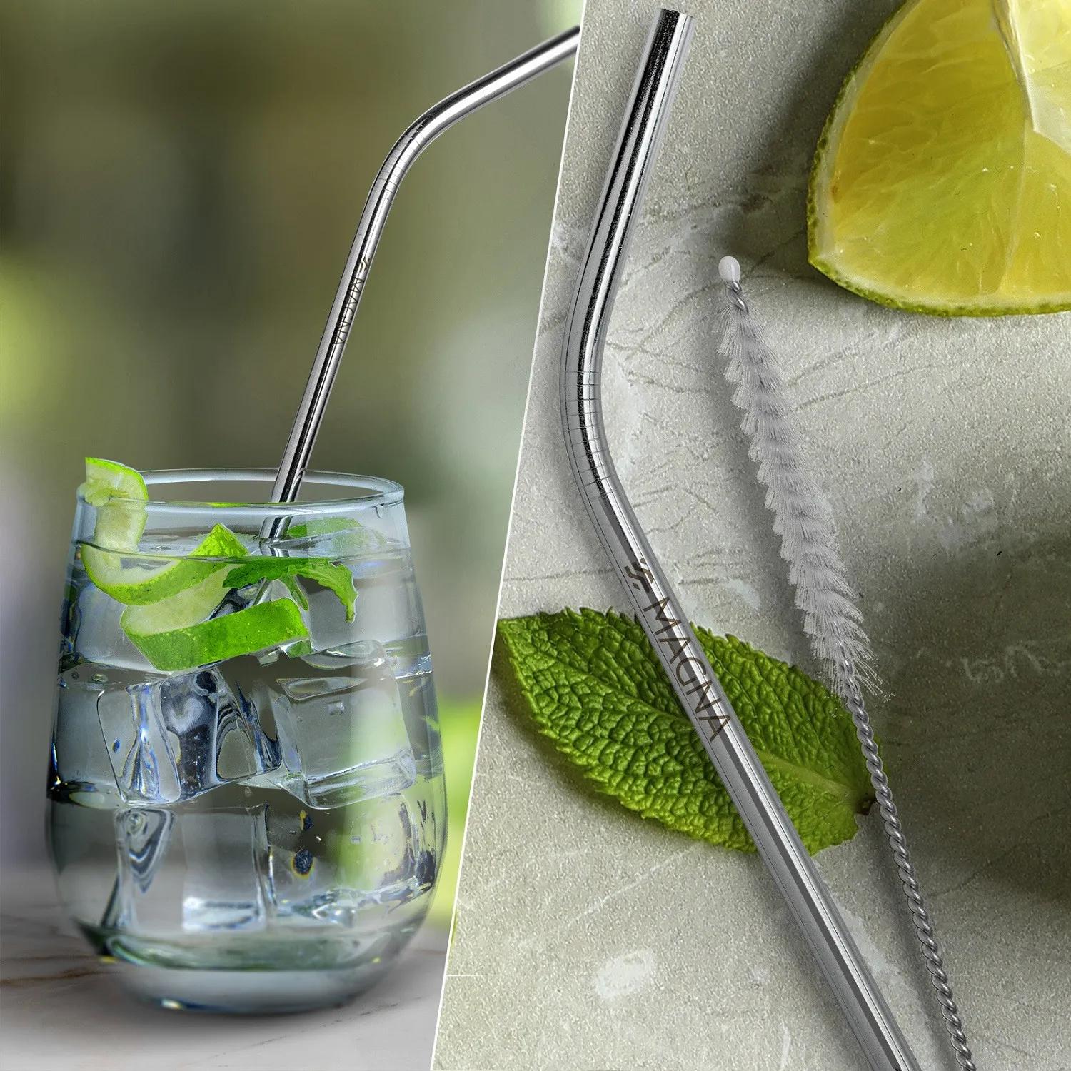 Stainless Steel Straws Bent Design - 9 in (Silver)