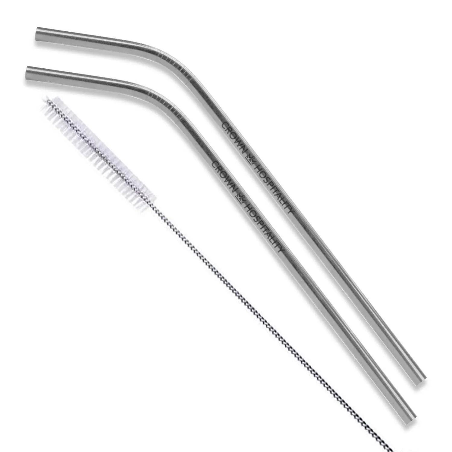 Stainless Steel Straws Bent Design - 9 in (2 Pack Silver)
