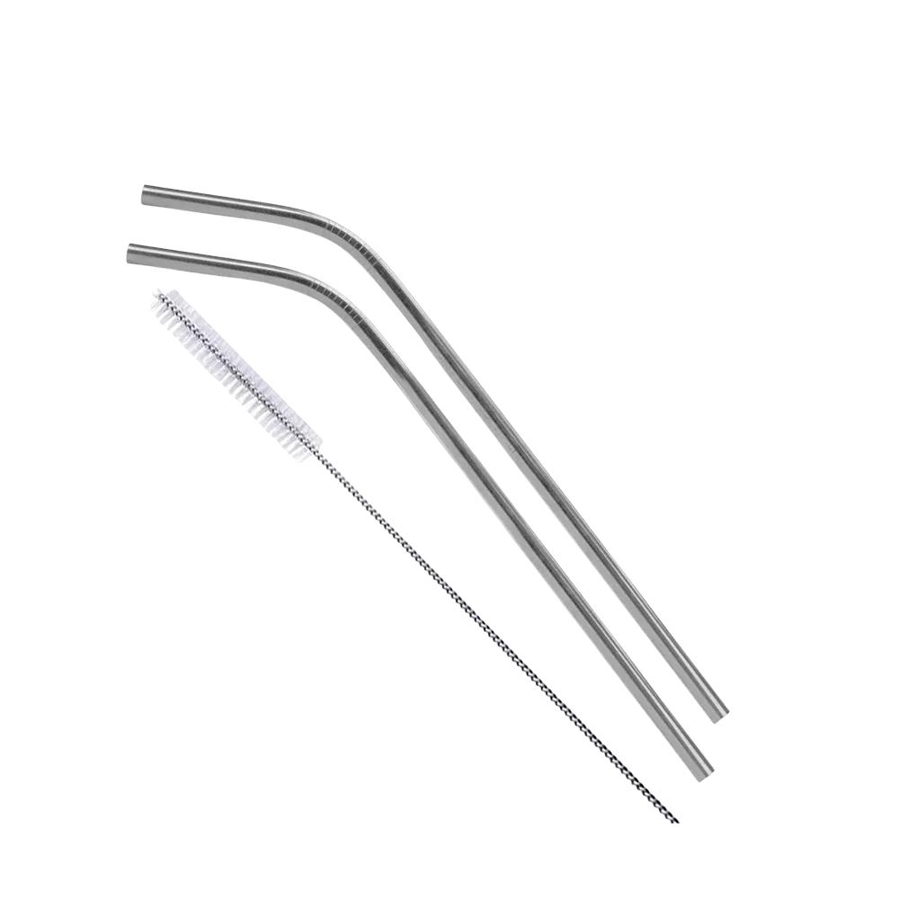 Stainless Steel Straws Bent Design - 9 in (2 Pack Silver) - blank view 2