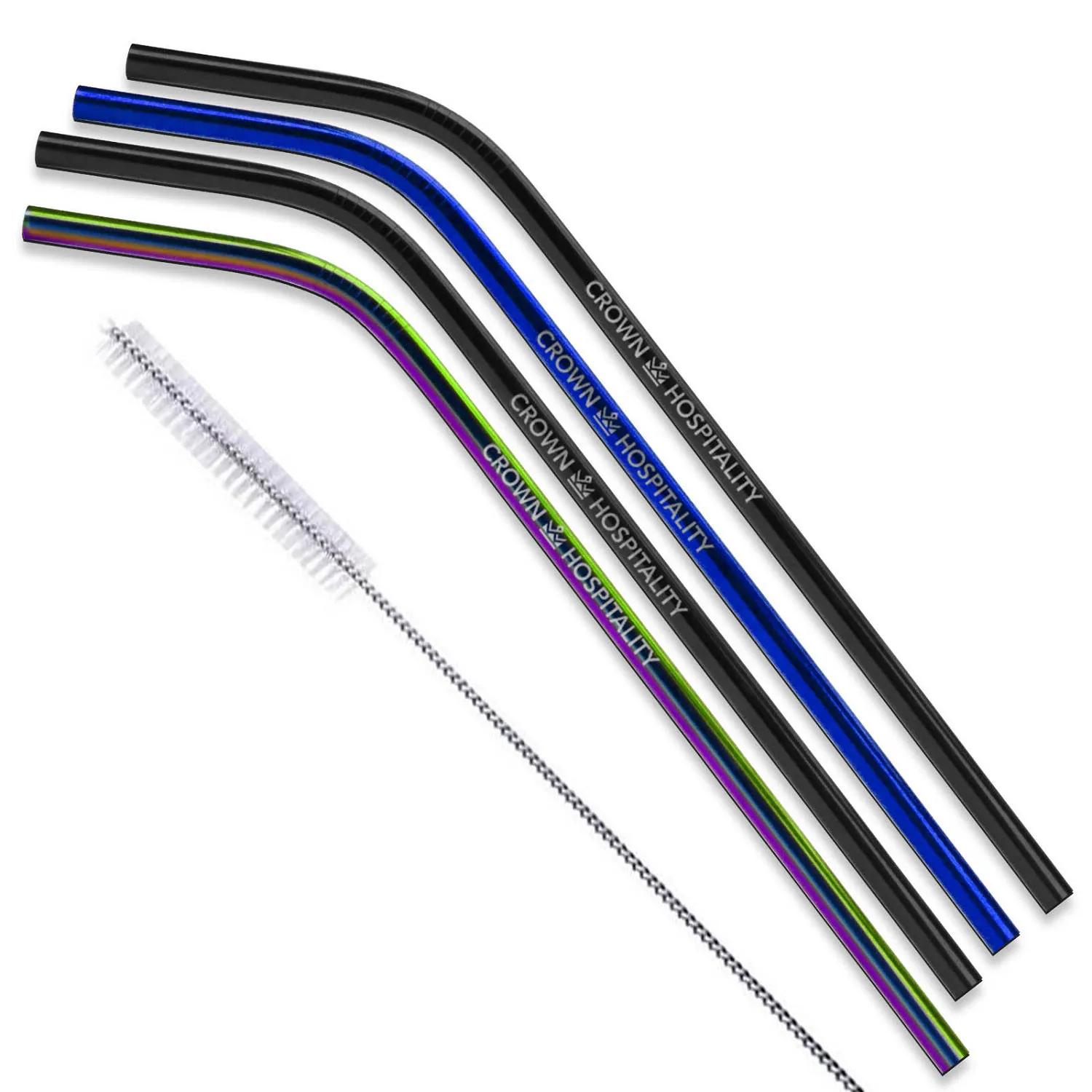 Stainless Steel Straws Bent Design - 9 in (4 Pack)