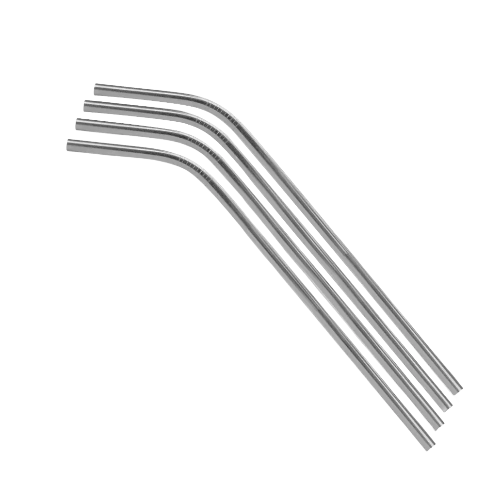 Stainless Steel Straws Bent Design - 9 in (4 Pack Silver) - blank view 2