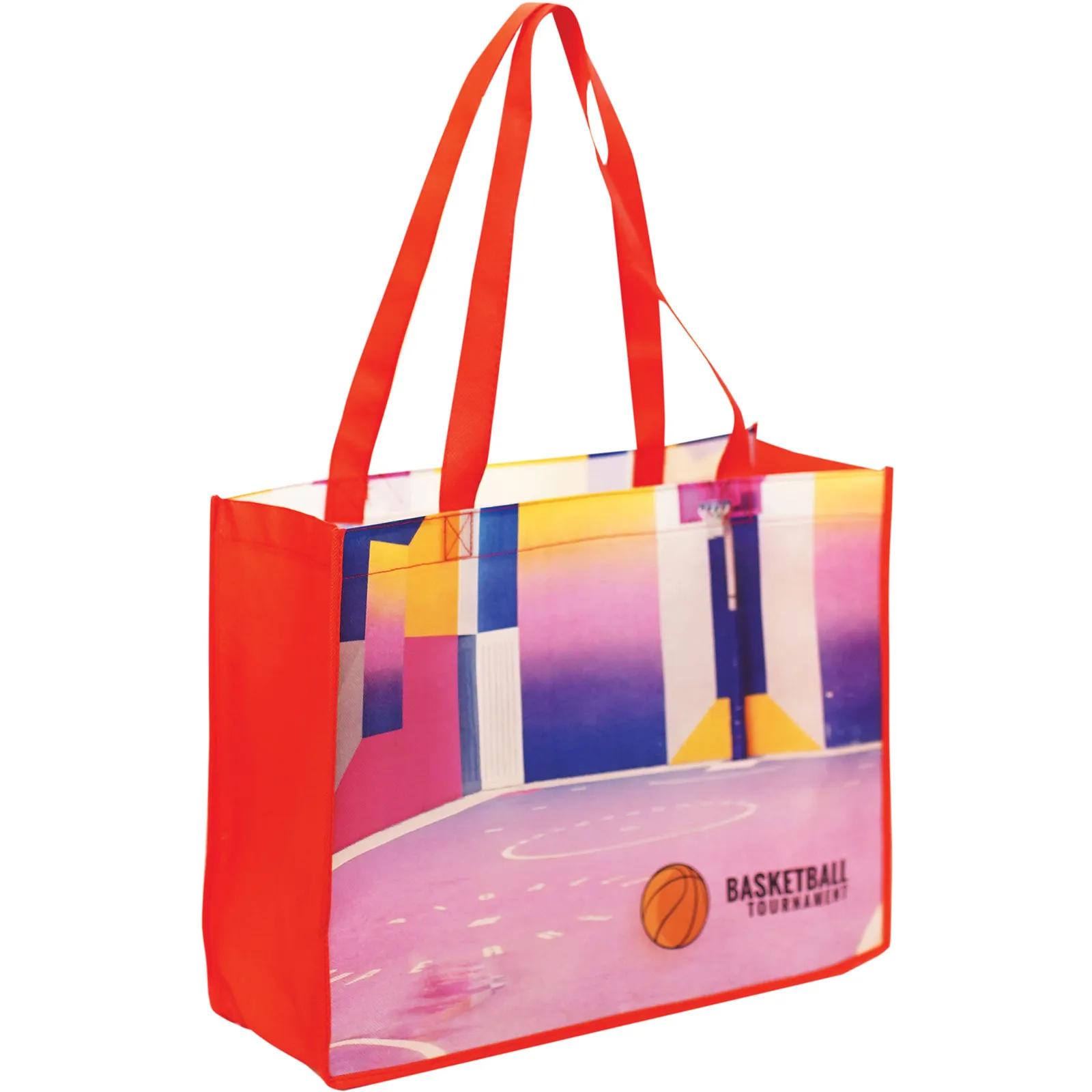 Custom Tote Bag Laminated Non-Woven Grocery - 13 x 15 x 10 in