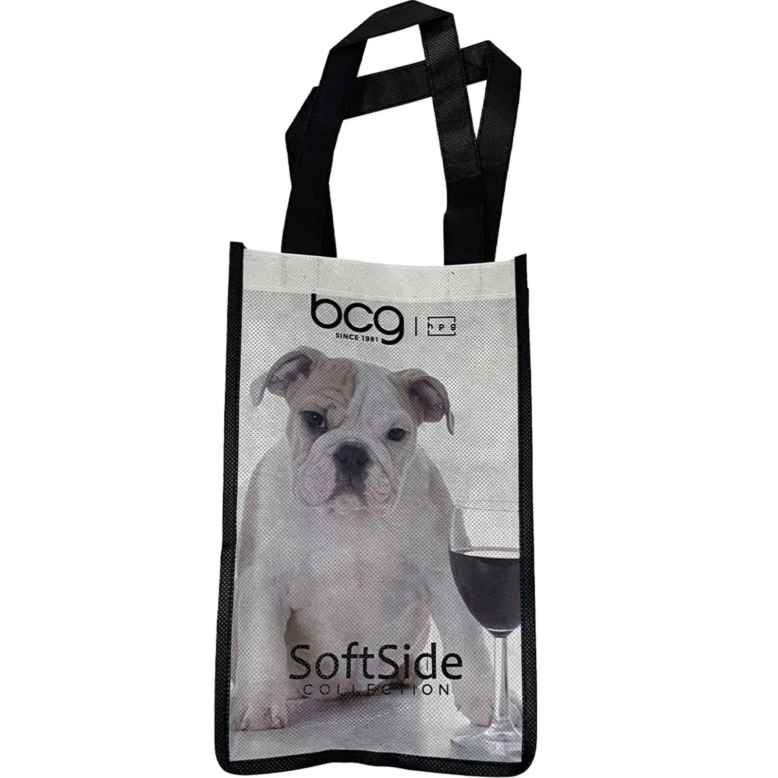 Custom Tote Bag Wine 2-Bottle Laminated - 7 x 12 x 3.5 in
