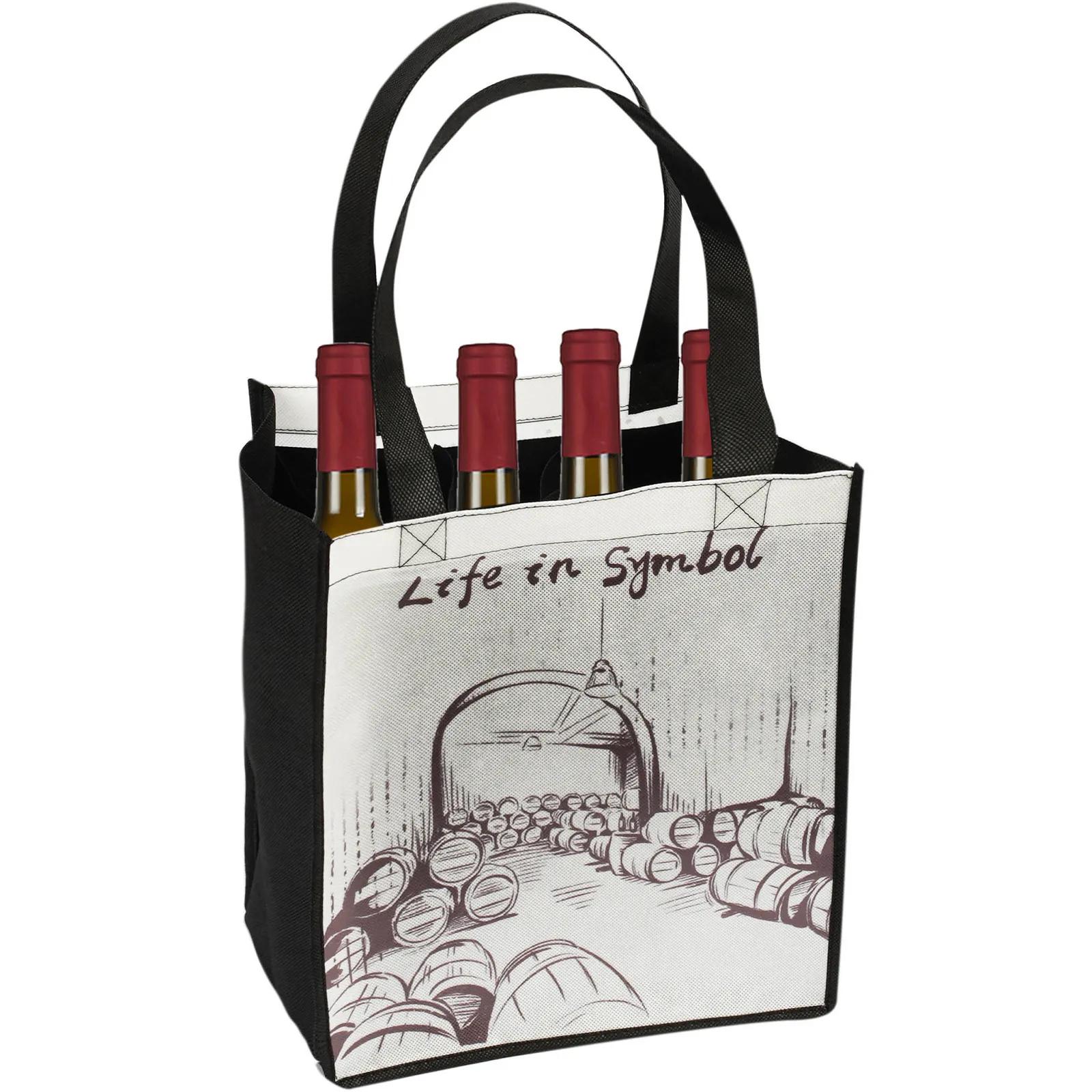 Custom Tote Bag Wine 6-Bottle Laminated - 10 x 12 x 7 in