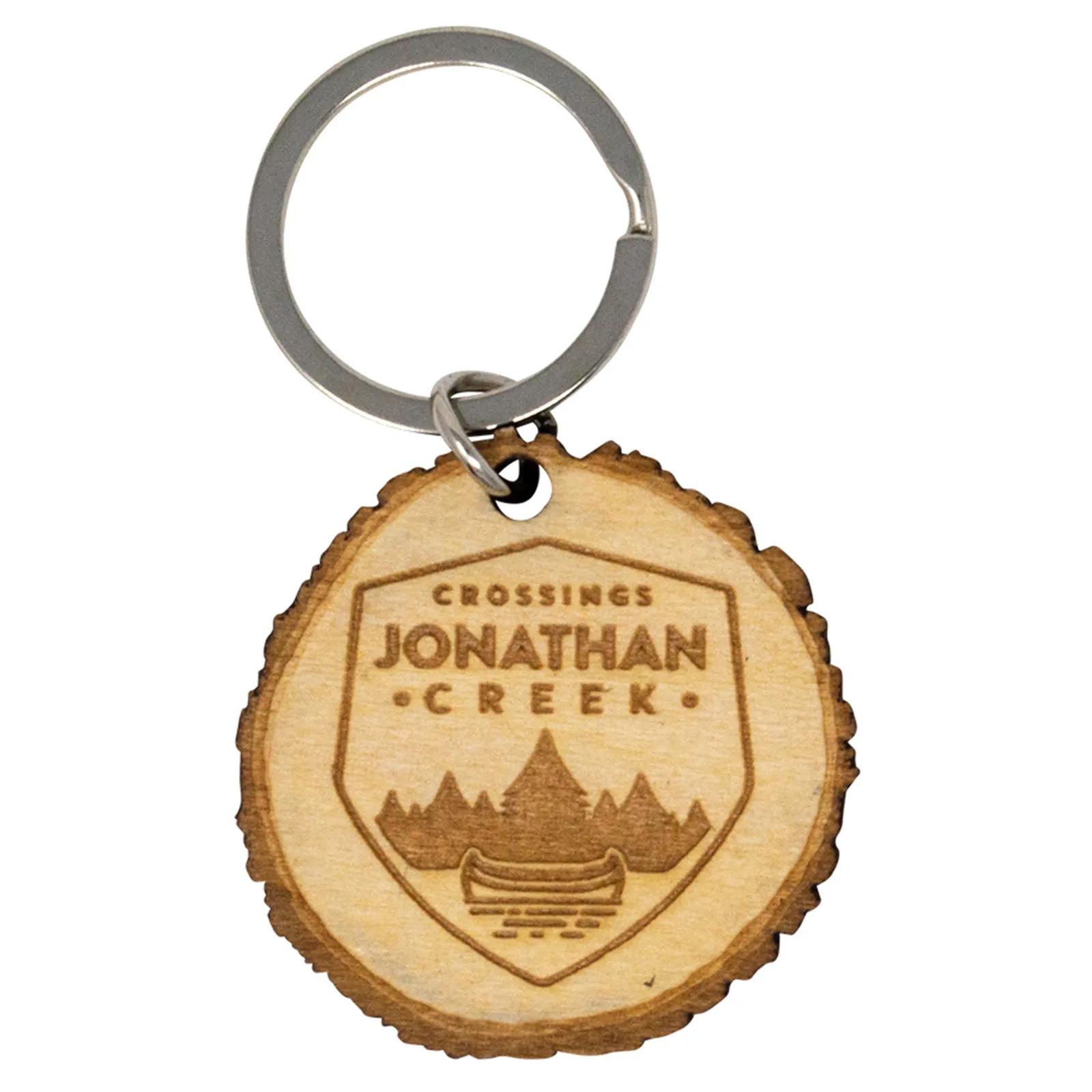 Custom Keychains Wood Log Cut Birch Laser Engraved - 2 in - product view 2