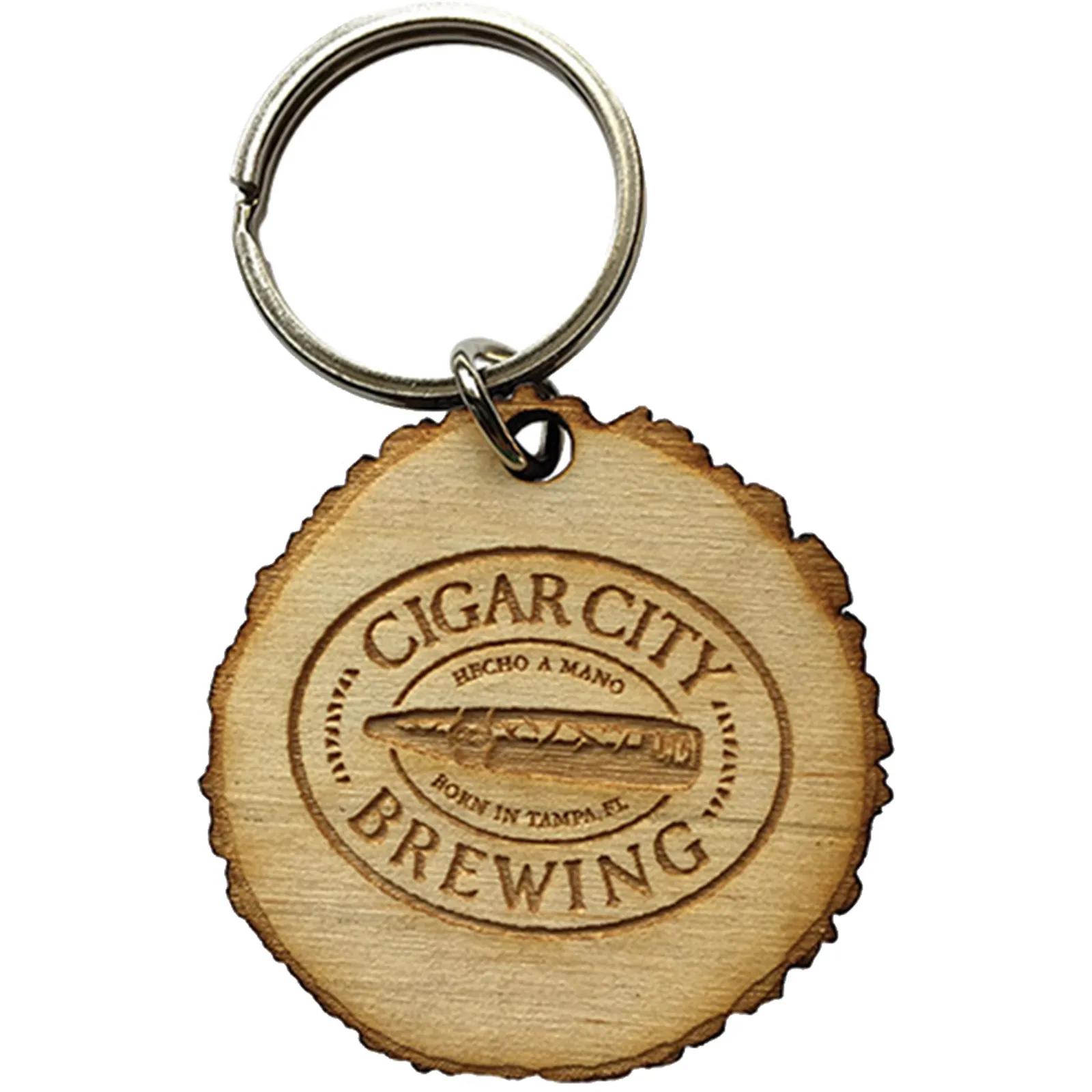 Custom Keychains Wood Log Cut Birch Laser Engraved - 2 in - product view 3