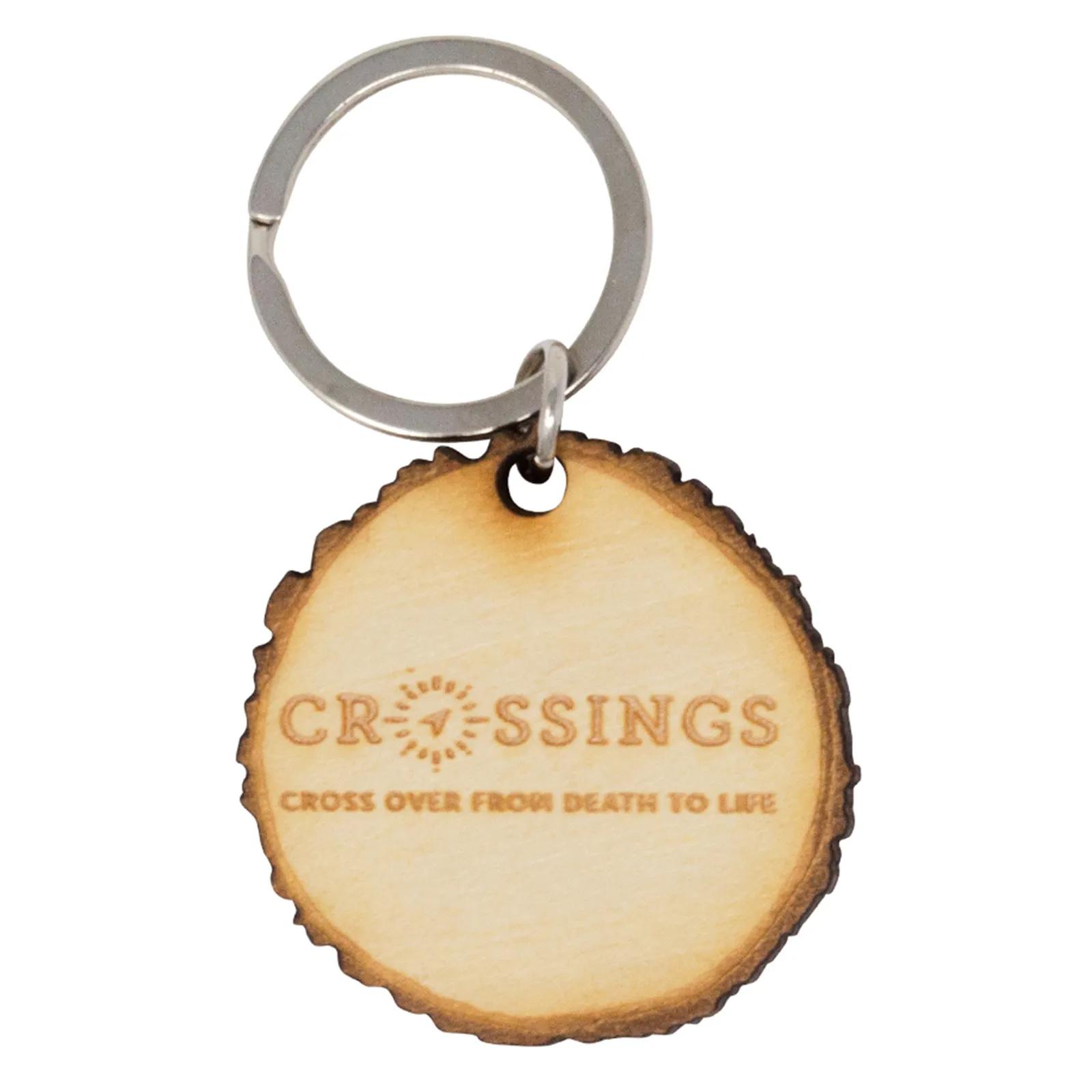 Custom Keychains Wood Log Cut Birch Laser Engraved - 2 in - product view 4