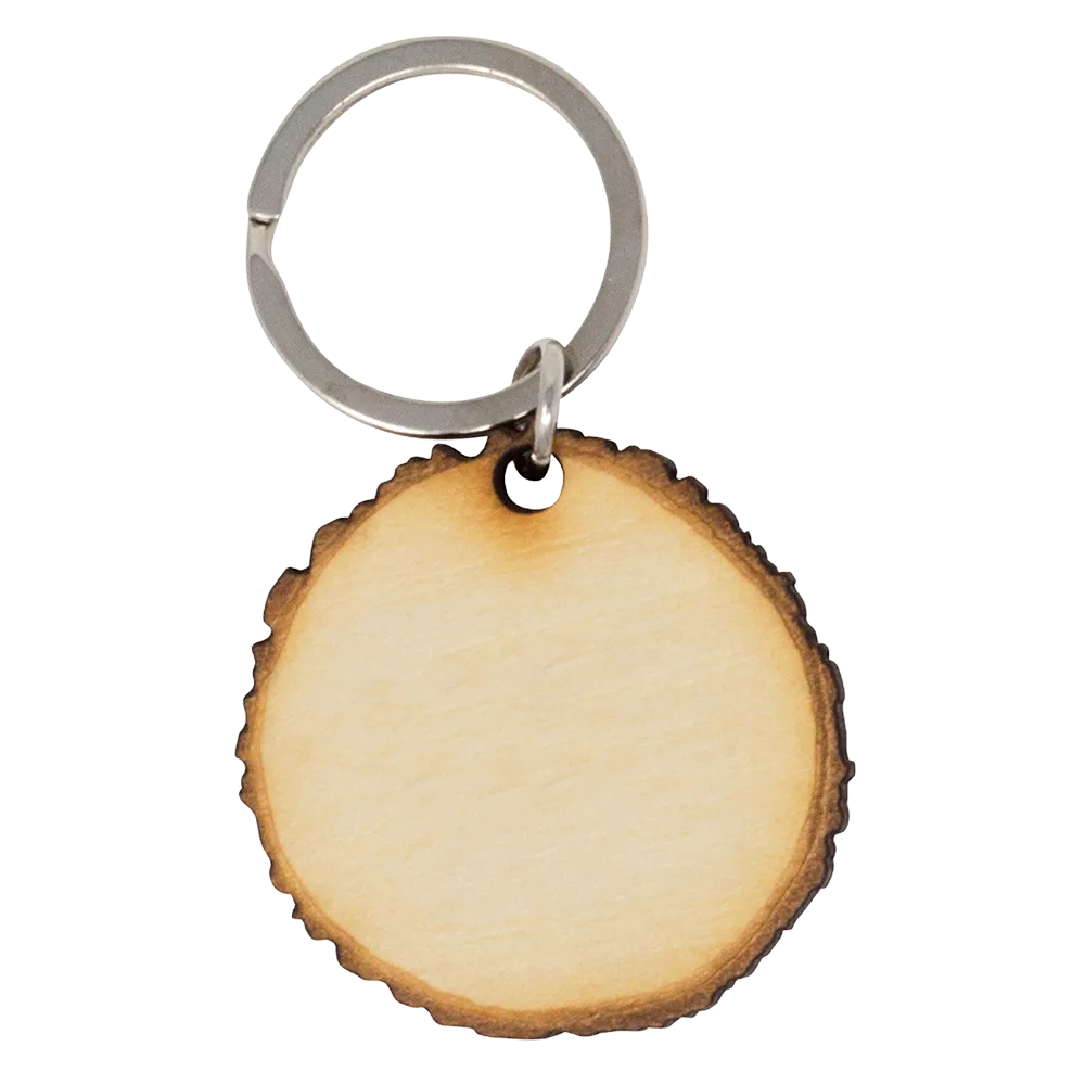 Custom Keychains Wood Log Cut Birch Laser Engraved - 2 in - blank view 7