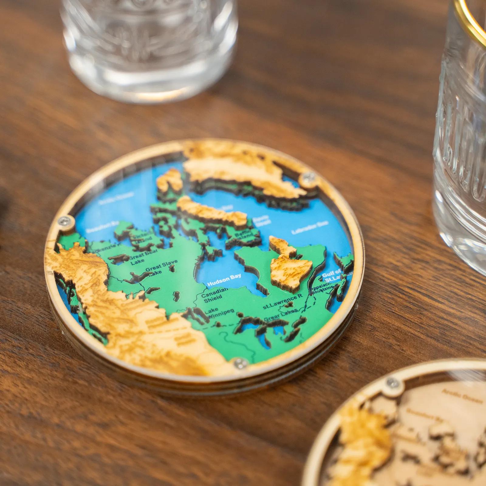 Layered Wood Coaster Birch with Clear Acrylic Top - 3 1/2 in