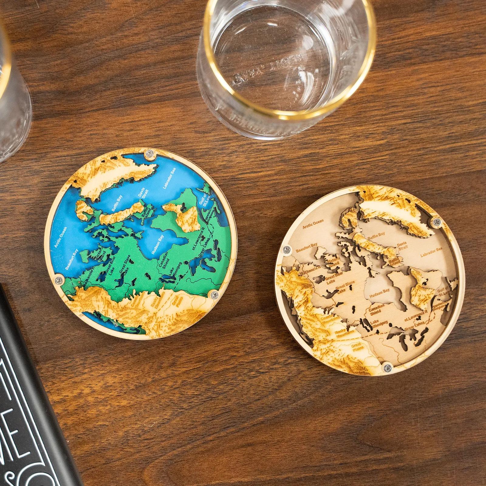 Layered Wood Coaster Birch with Clear Acrylic Top - 3 1/2 in - product view 2