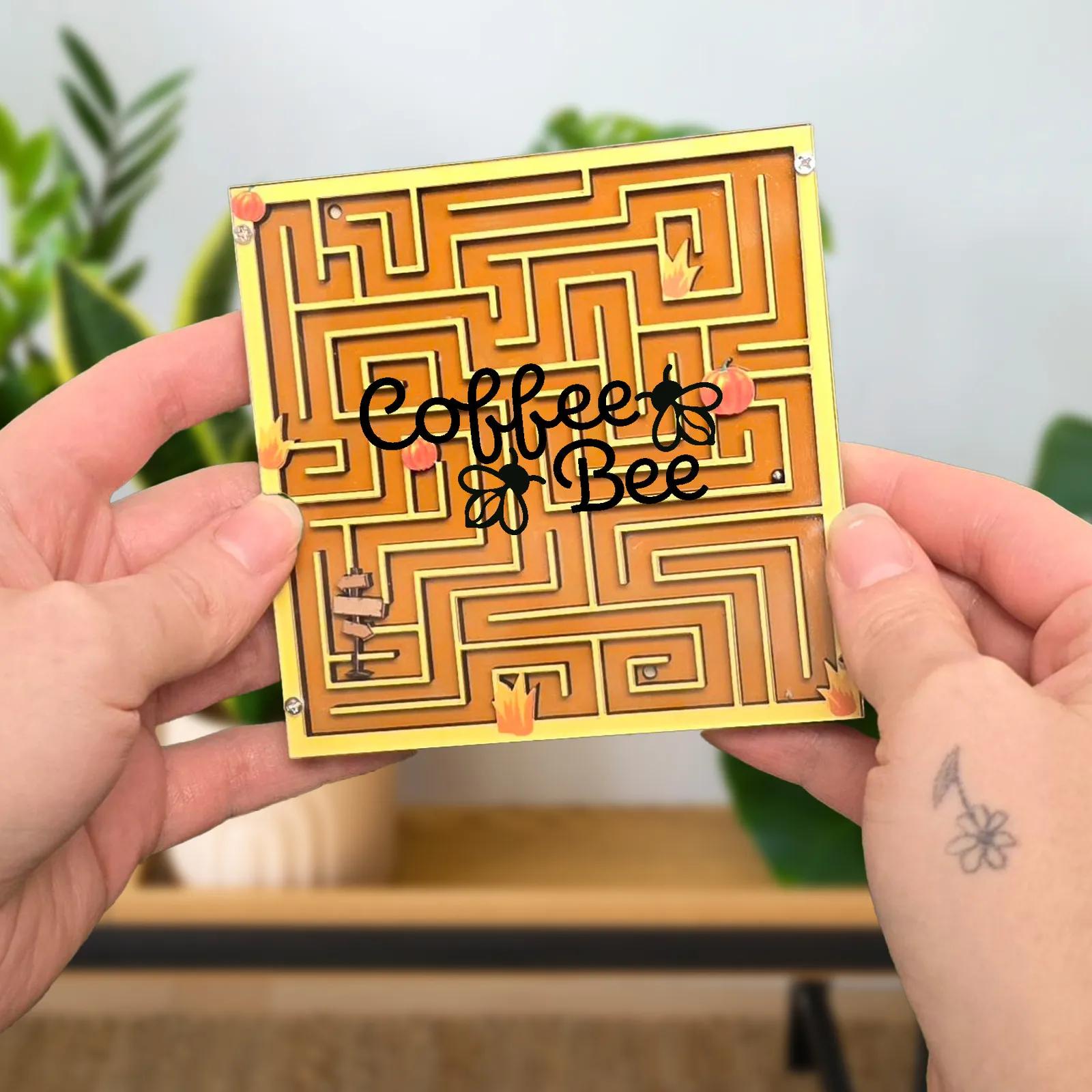 Coaster Layered Wood Interactive Maze - 4 in - product view 2