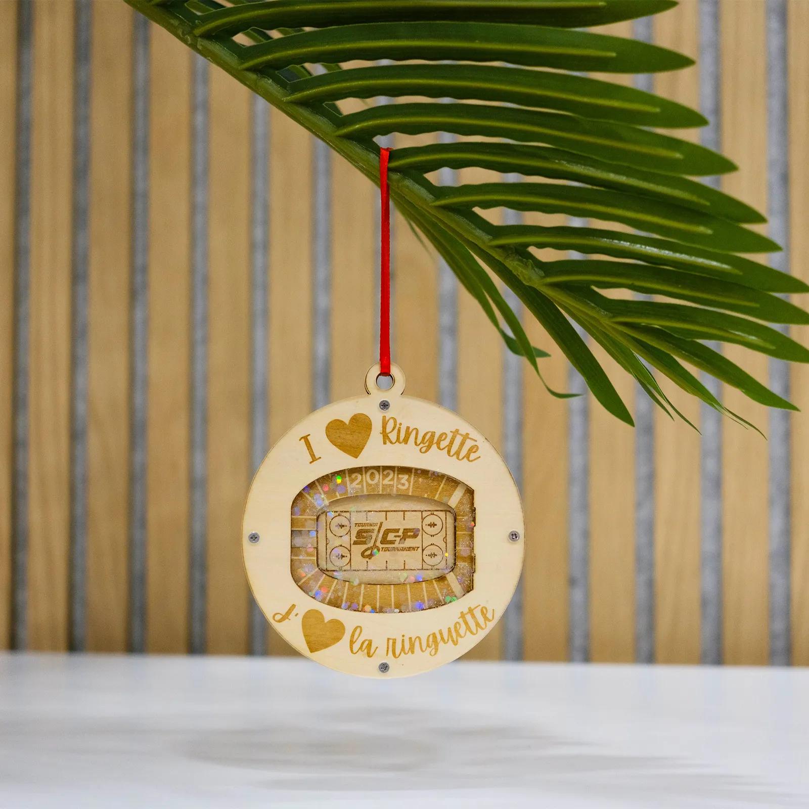 Ornament Layered Wood Multi-Layer Glitter - 3 in - product view 4