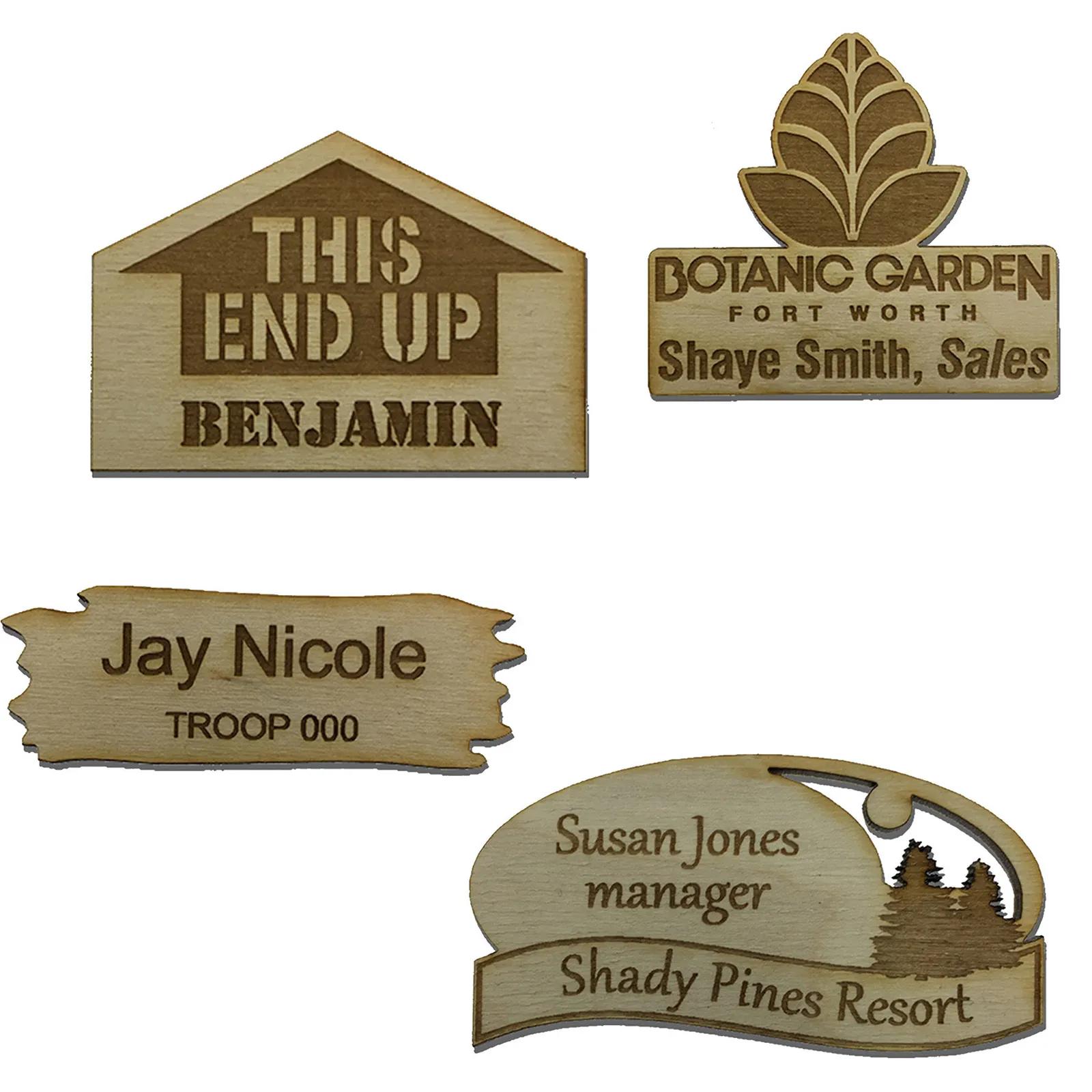 Name Tags Wood Custom Profile Magnetic - 3 x 2 in - product view 2