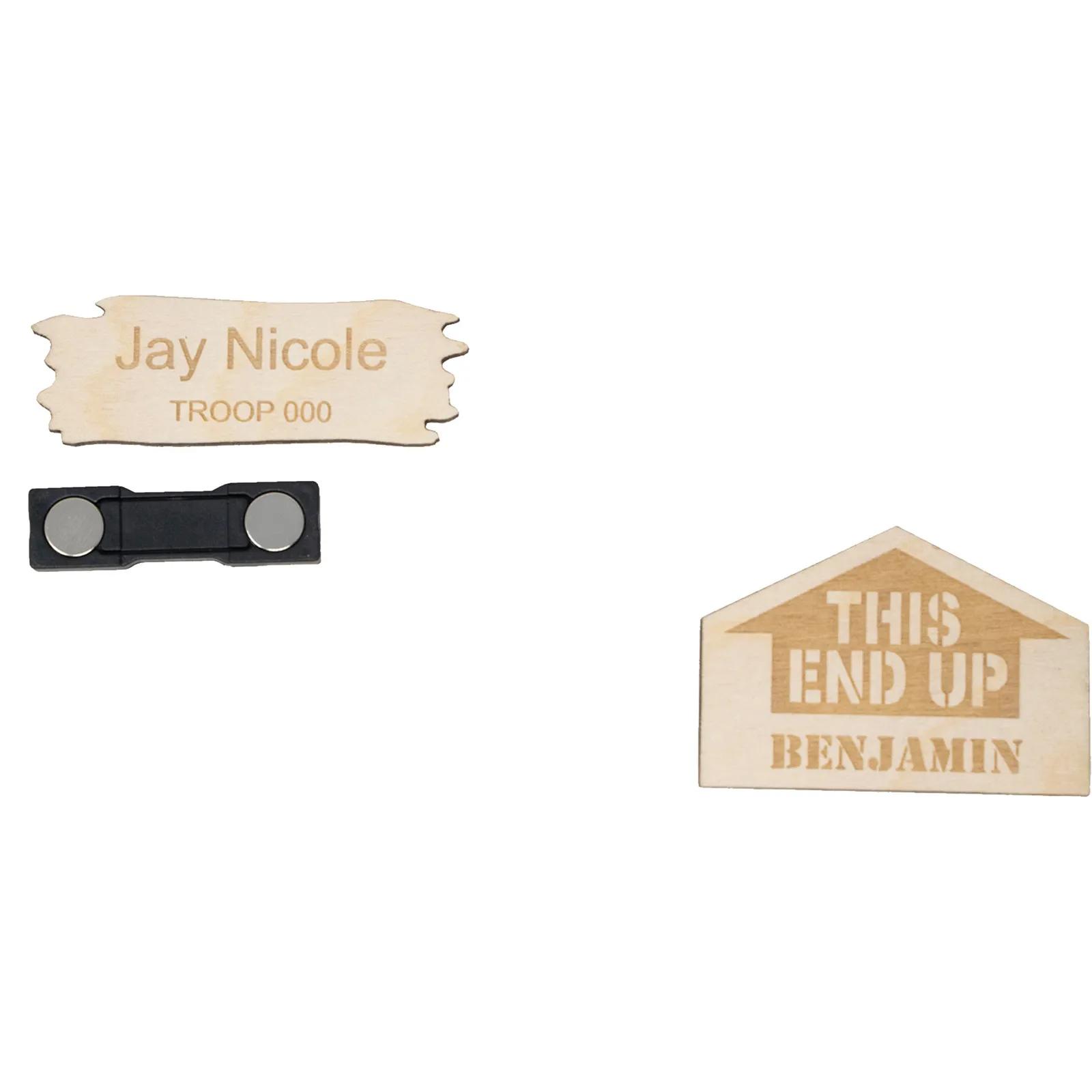 Name Tags Wood Custom Profile Magnetic - 3 x 2 in - product view 3
