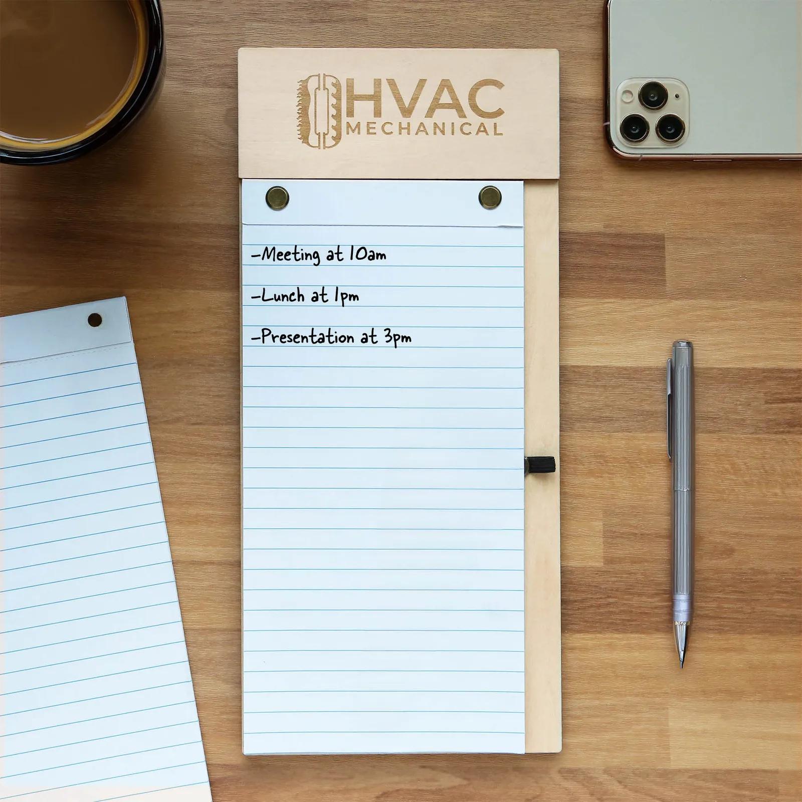 Note Pad Wood Laser Engraved with Refill - 5 x 11 in