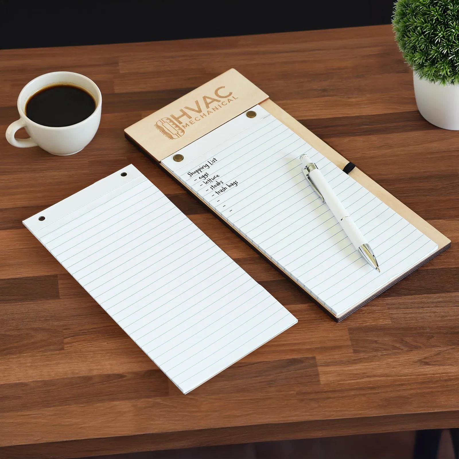 Note Pad Wood Laser Engraved with Refill - 5 x 11 in - product view 3