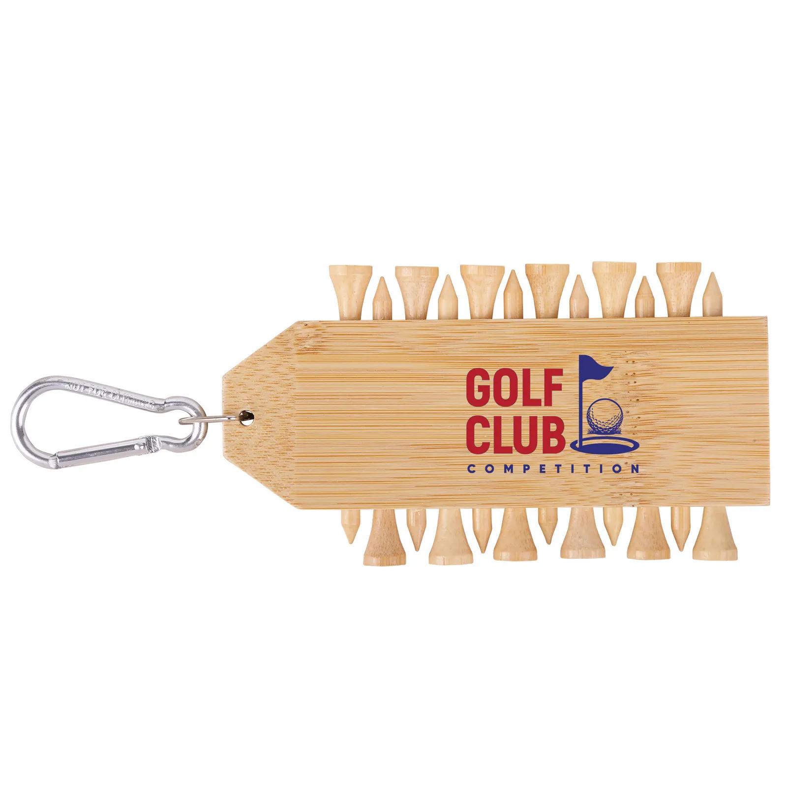 Golf Tee Set Bamboo with Carabiner (12 Pack) - product view 4