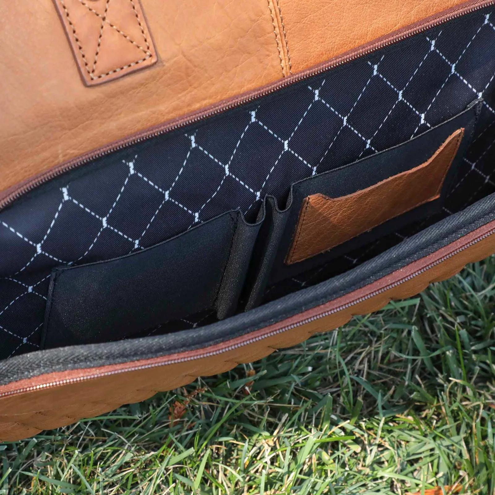 Leather Duffel Bag with Diamond Lining - 19.5 x 12 x 8 in - product view 15