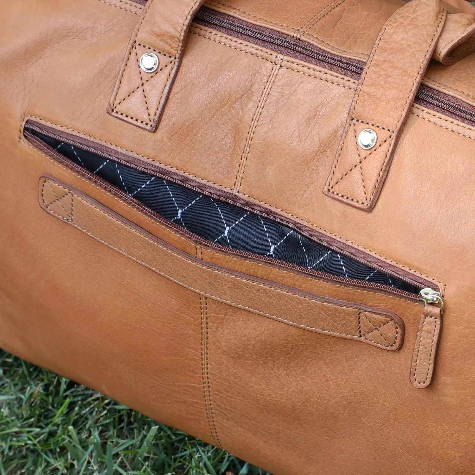 Leather Duffel Bag with Diamond Lining - 19.5 x 12 x 8 in - product view 16