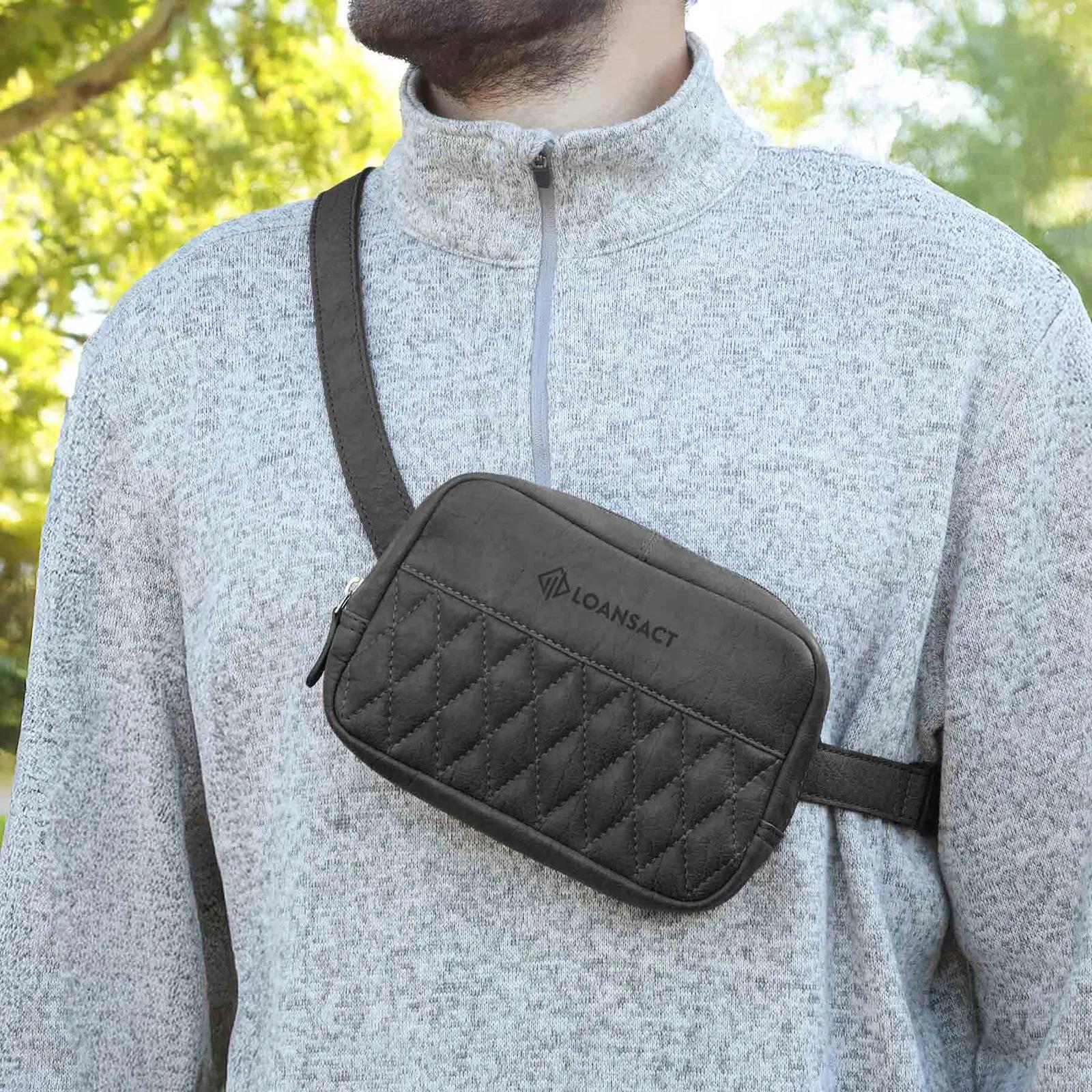 Leather Cross Body Bag with Adjustable Strap - 7.5 x 5 x 2 in - product view 4