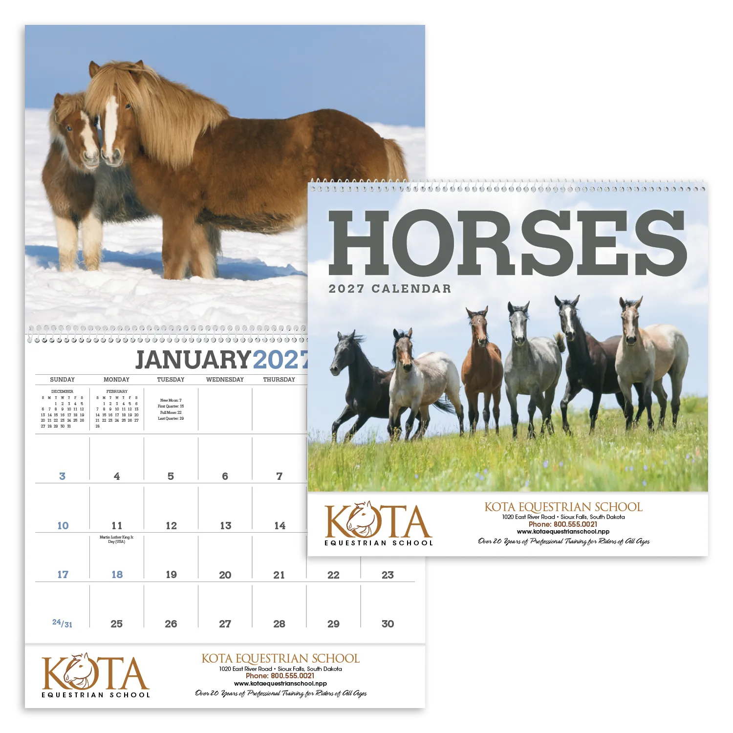 Horses Wall Calendar FSC Certified Gloss Paper - 18.5 x 11 in - product view 15