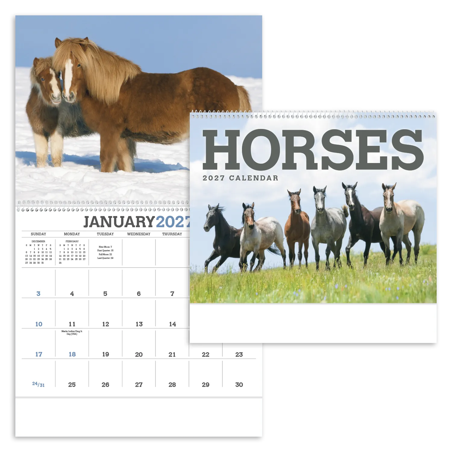 Horses Wall Calendar FSC Certified Gloss Paper - 18.5 x 11 in - product view 16