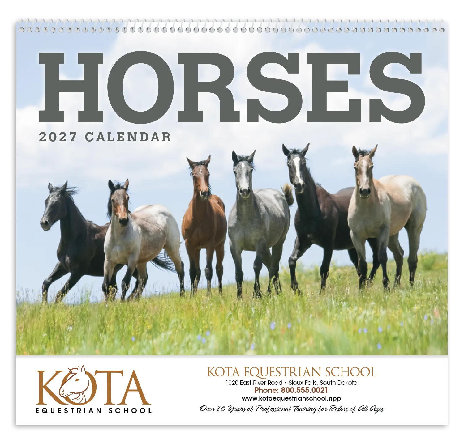Horses Wall Calendar FSC Certified Gloss Paper - 18.5 x 11 in - product view 17
