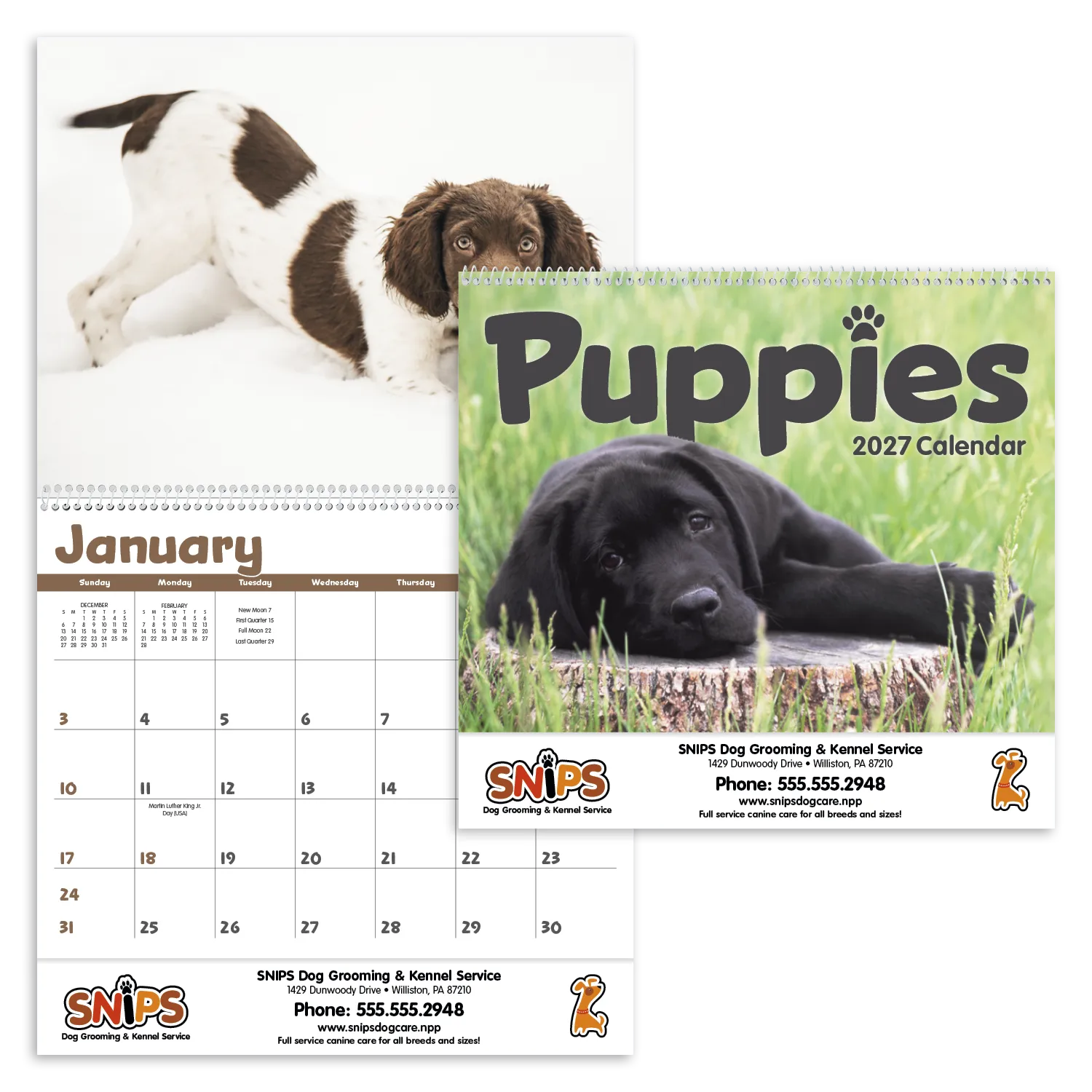 Puppies Wall Calendar Cute Photography FSC Paper - 18.5 x 11 in - product view 29