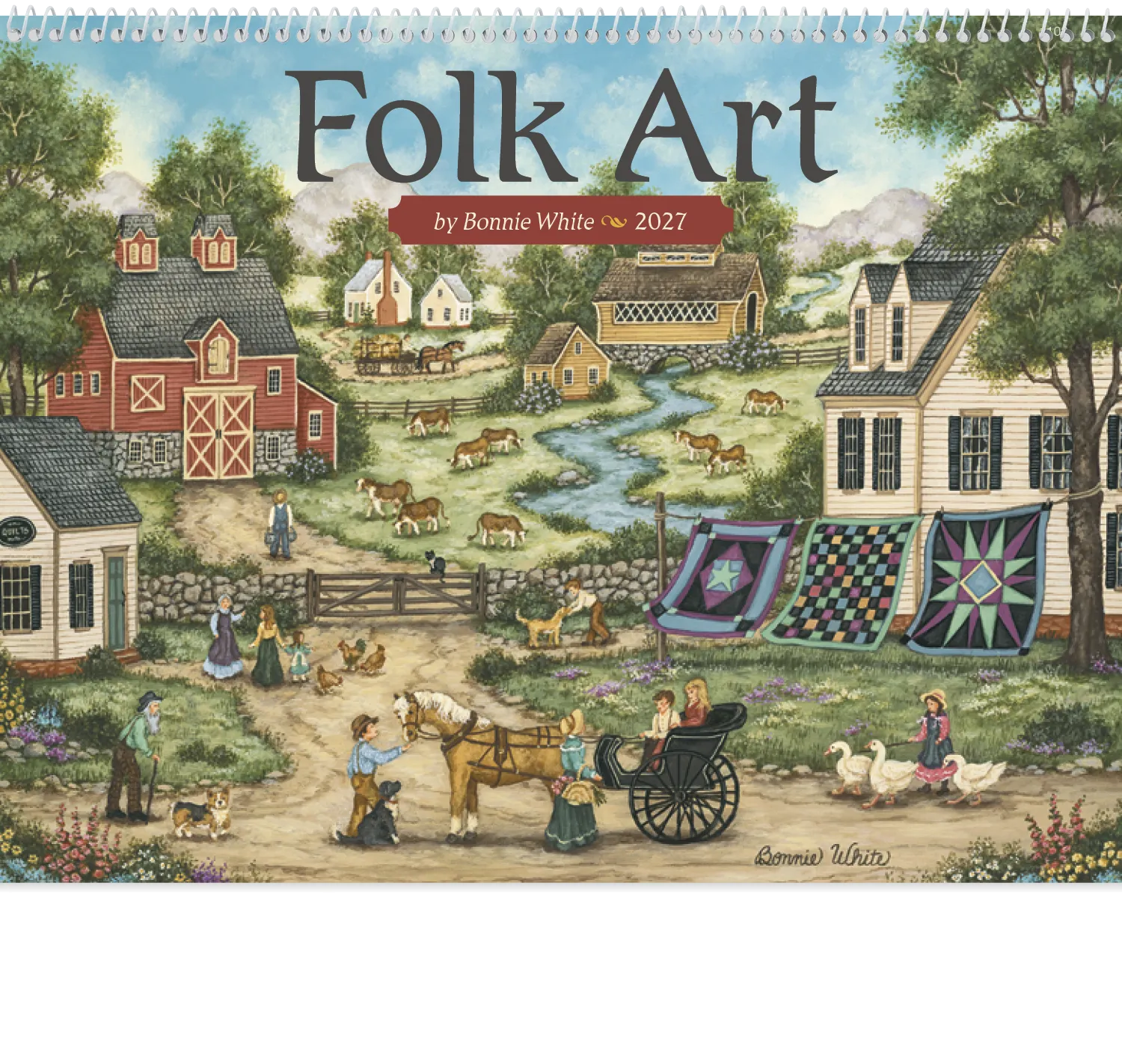 Folk Art Wall Calendar Early American Customs - 18.5 x 11 in - product view 16