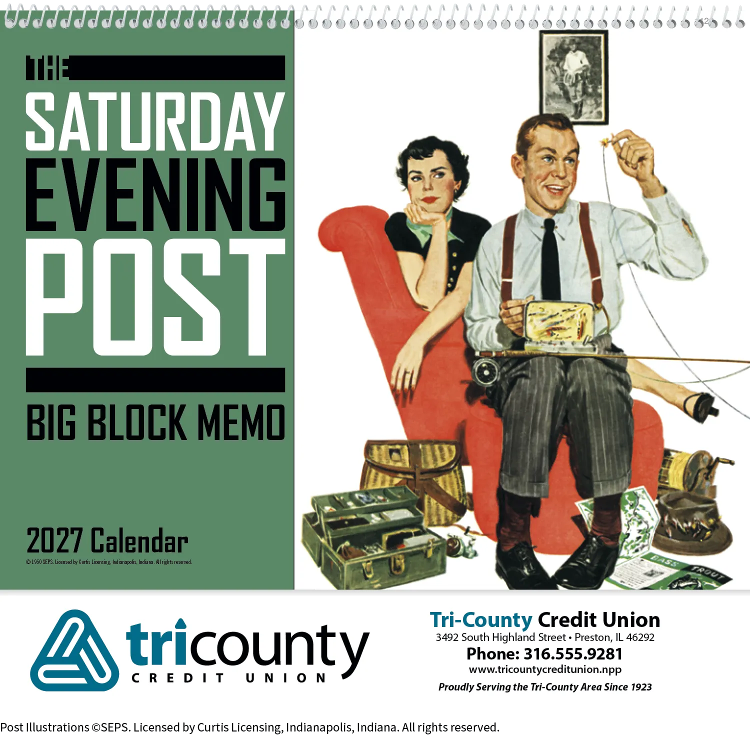 Big Block Memo Calendar Saturday Evening Post Art - 18.5 x 11 in - product view 15