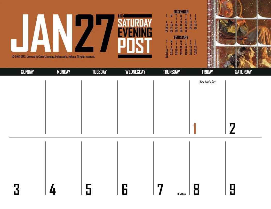 Big Block Memo Calendar Saturday Evening Post Art - 18.5 x 11 in - product view 19