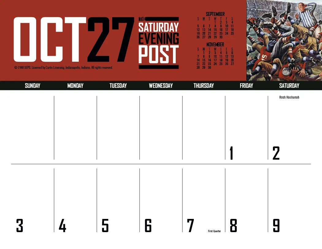 Big Block Memo Calendar Saturday Evening Post Art - 18.5 x 11 in - product view 28