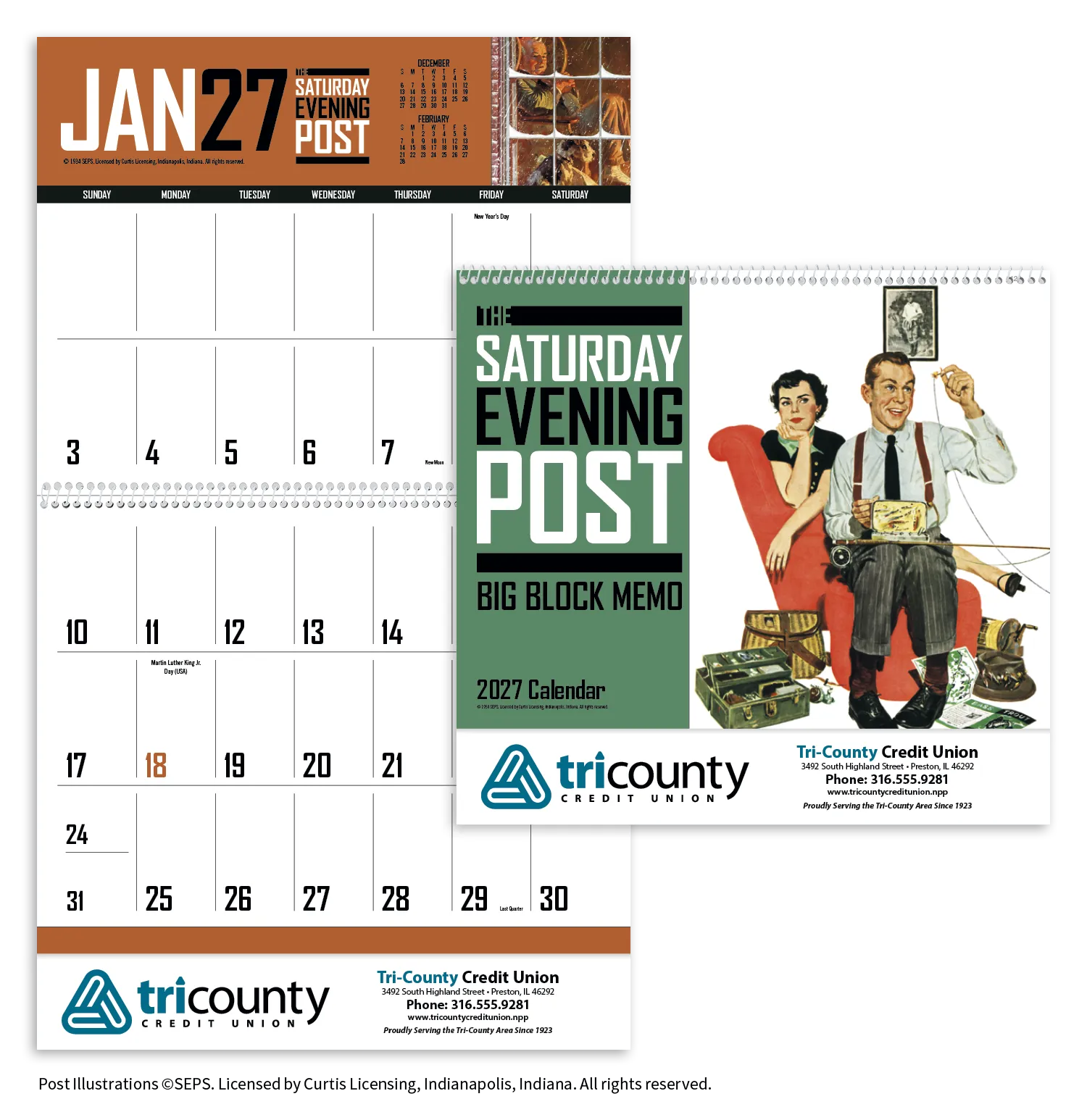 Big Block Memo Calendar Saturday Evening Post Art - 18.5 x 11 in - product view 31