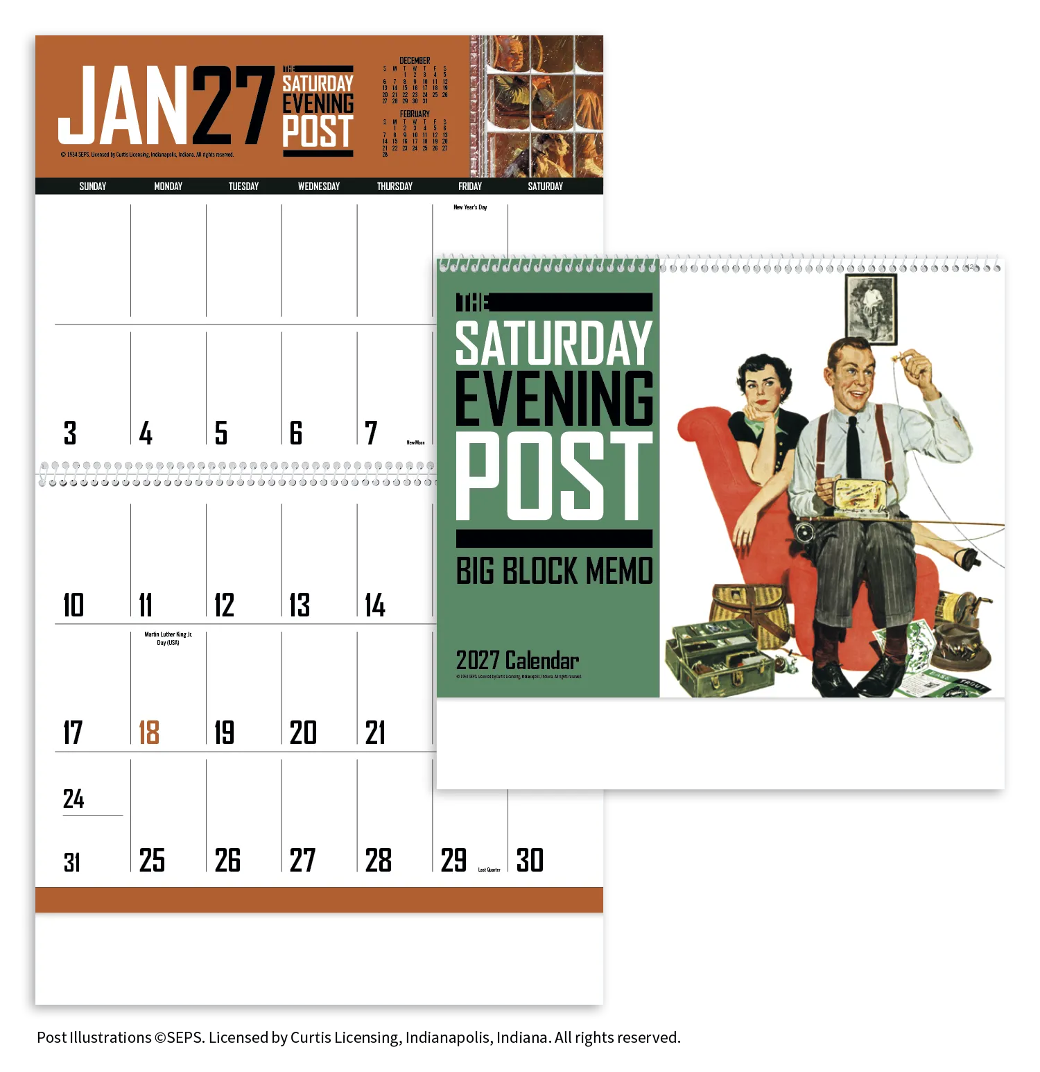 Big Block Memo Calendar Saturday Evening Post Art - 18.5 x 11 in - product view 32